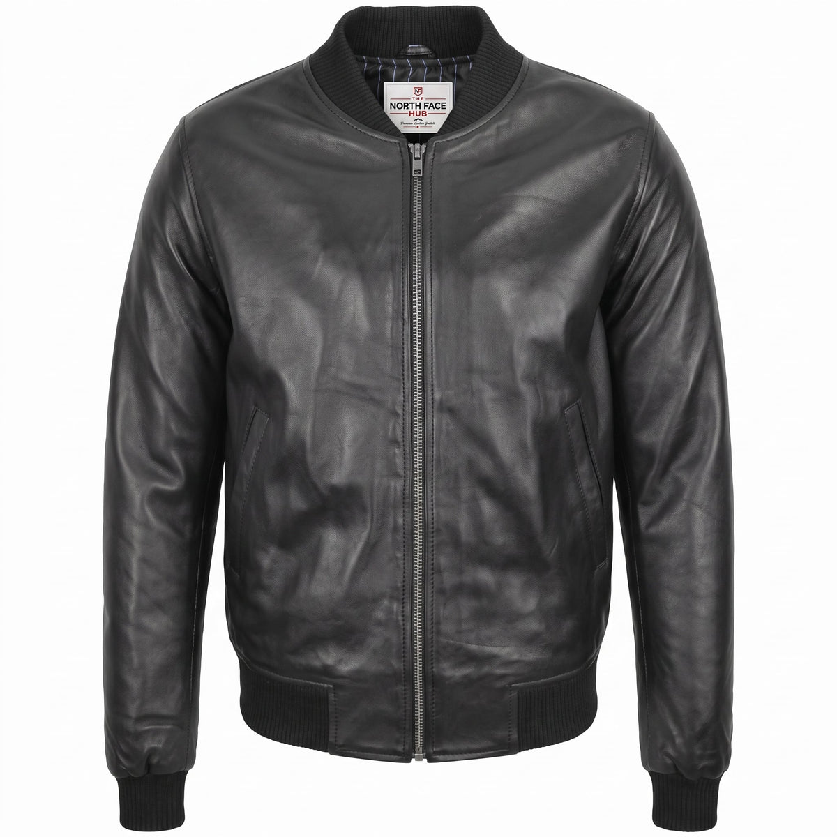 Mens Leather MA-1 Bomber Jacket Ryan Nova Black