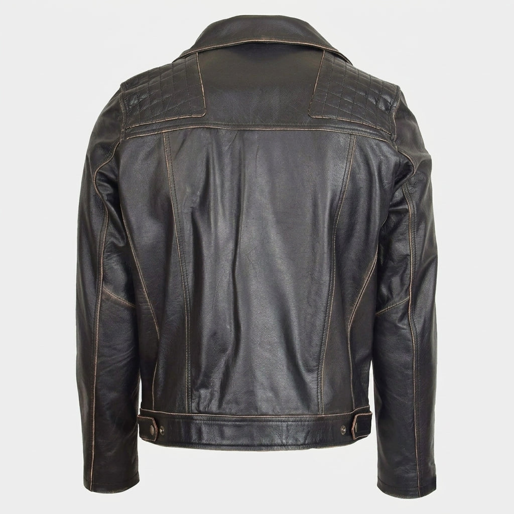 Mens Leather Biker Brando Design Jacket Sean Vintage Nova Black