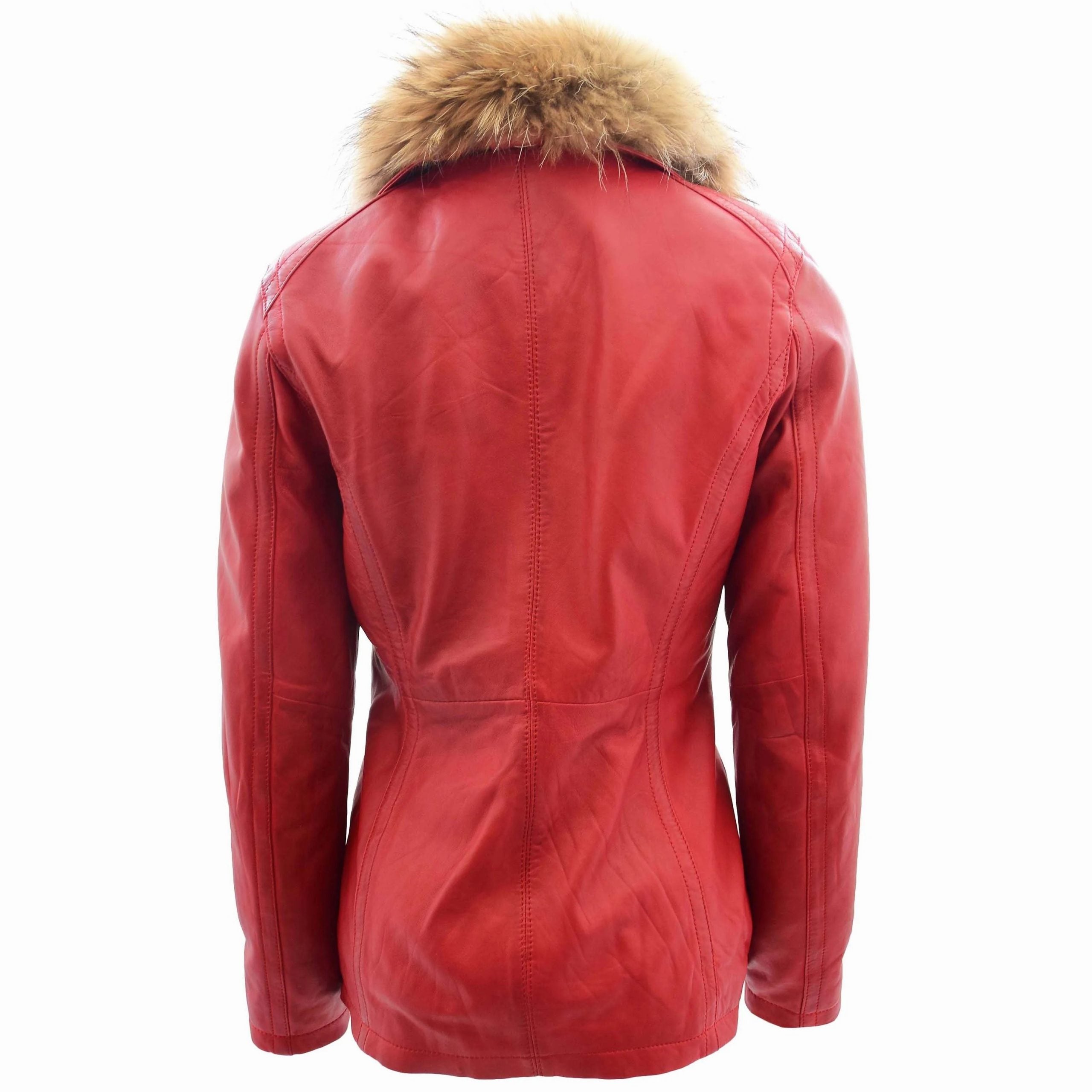 Womens Leather Jacket with Detachable Collar Dalia Ignite Red