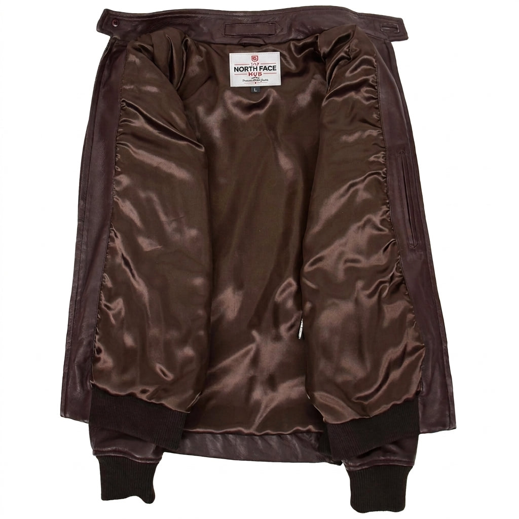 Mens Real Leather Bomber Jacket Raglan Shoulder Francis Zenith Brown