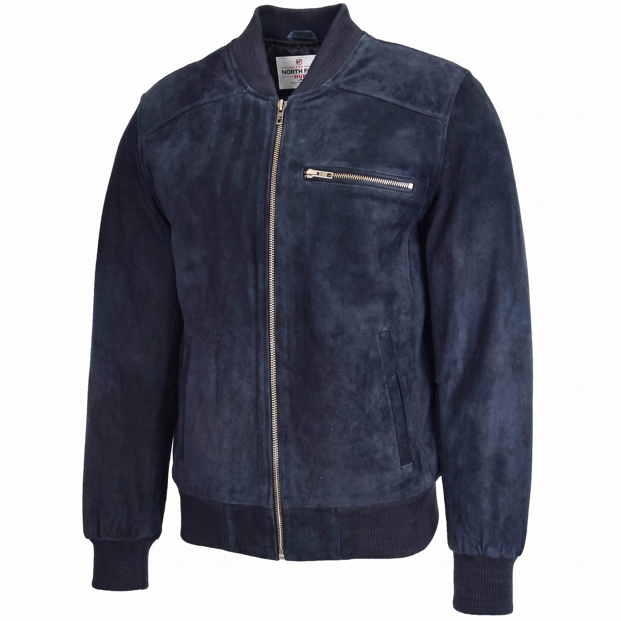 Mens Suede Bomber Varsity Jacket Reg Radiant Blue