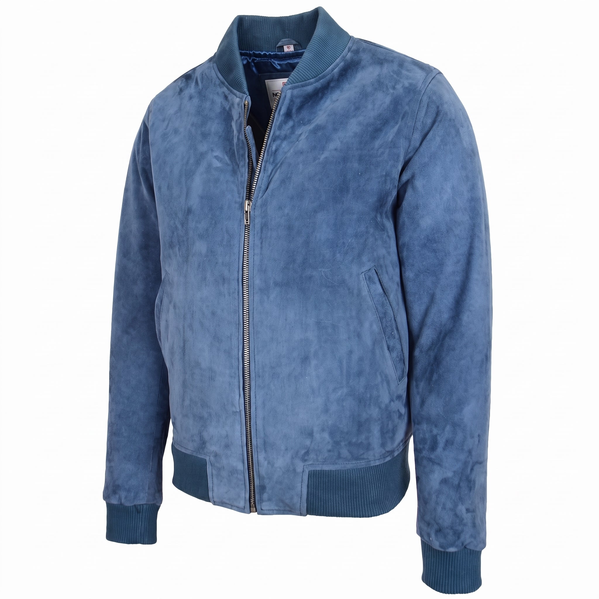 Mens Suede MA-1 Bomber Jacket Trevor Radiant Blue