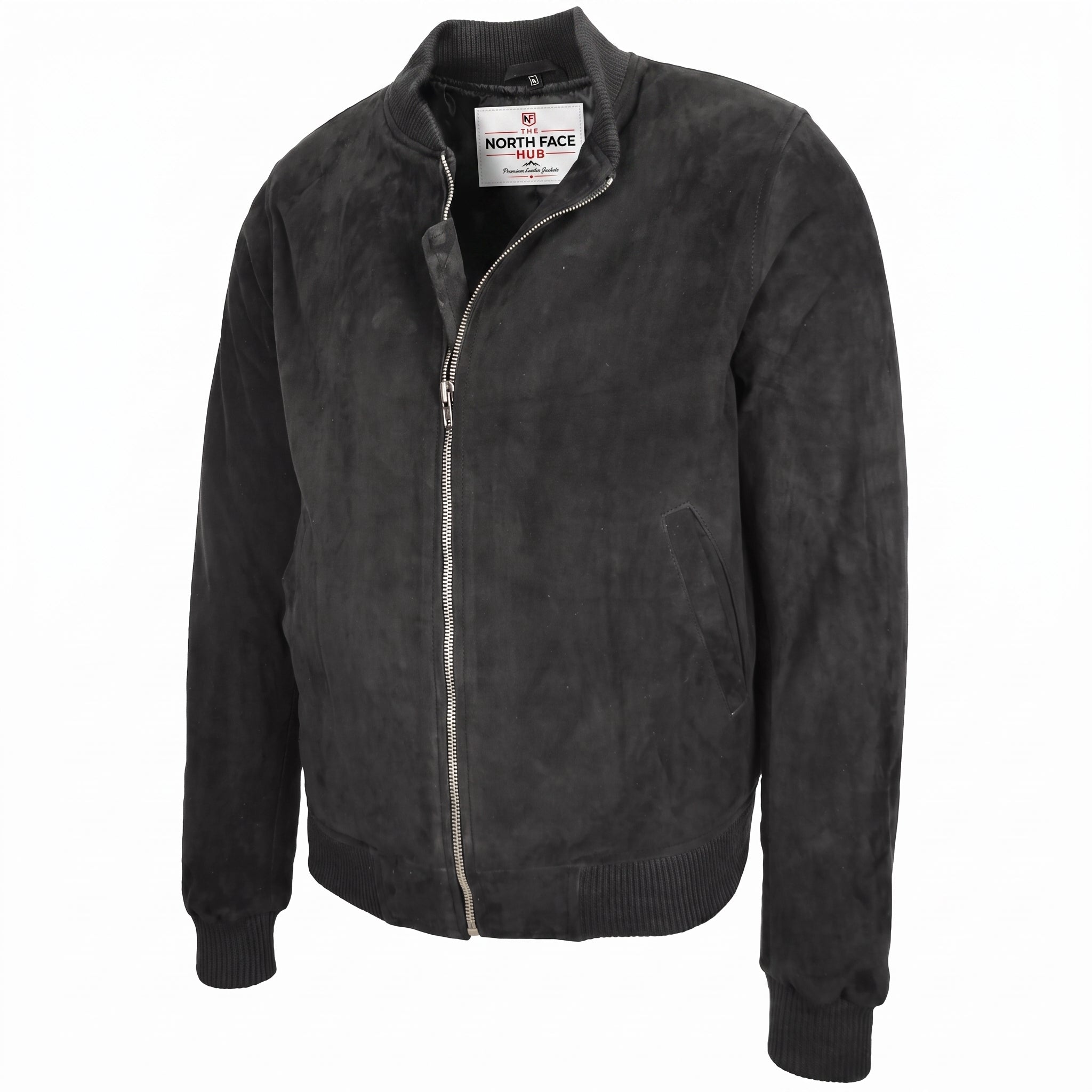 Mens Suede MA-1 Bomber Jacket Trevor Nova Black