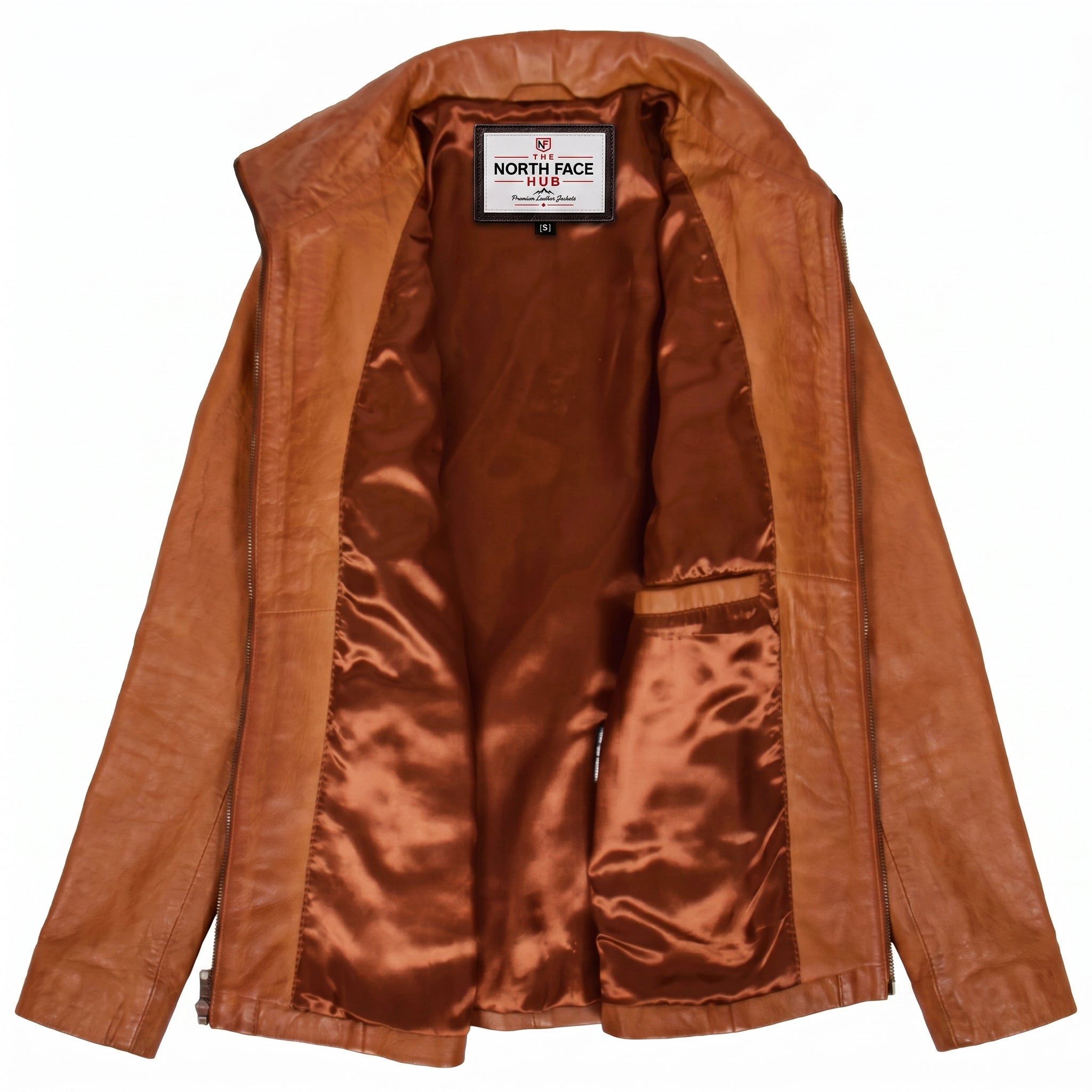Womens Classic Zip Fastening Leather Jacket Julia Dynamo Tan