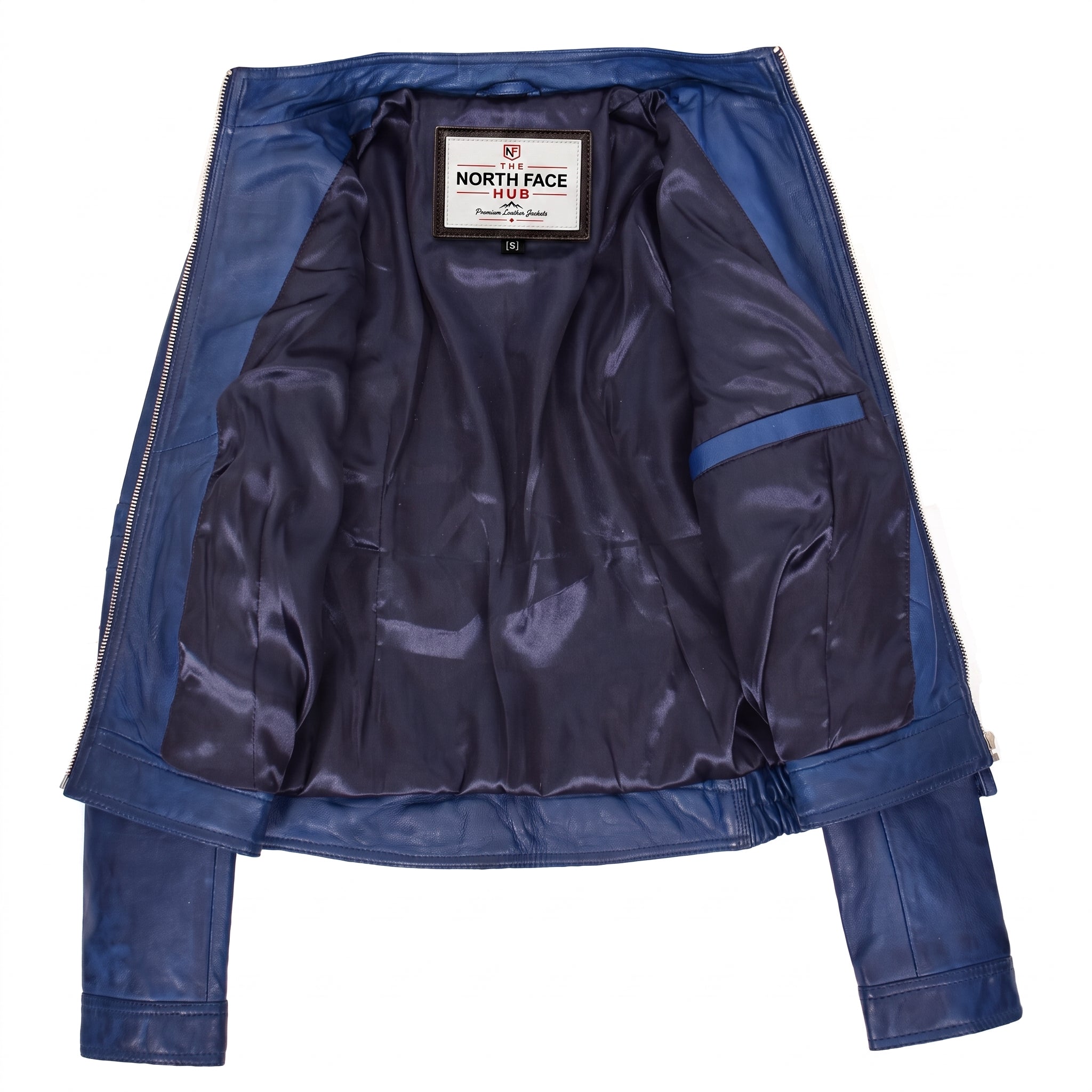 Womens Detachable Hoodie Biker Leather Jacket Lily Radiant Blue