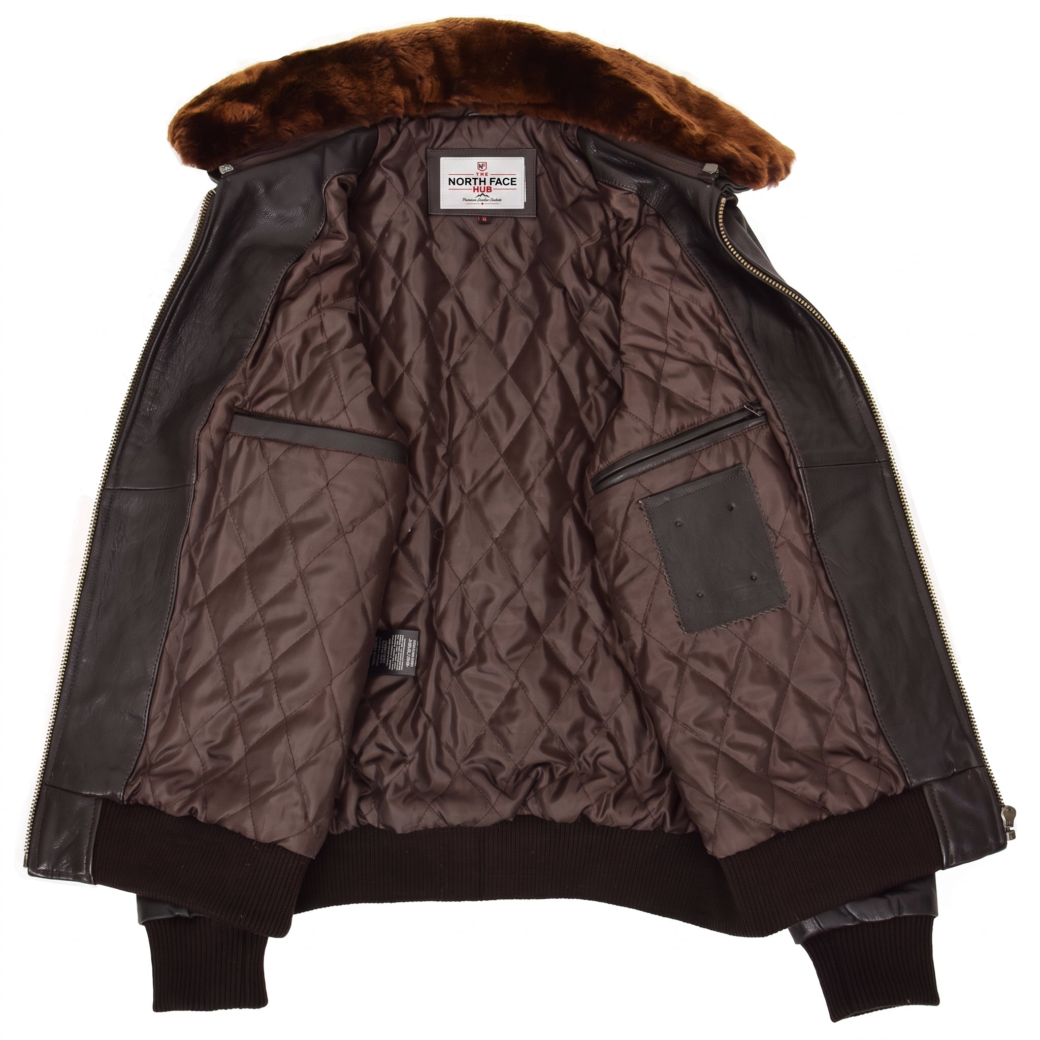 Mens Leather Bomber Jacket with Detachable Collar Arthur Zenith Brown