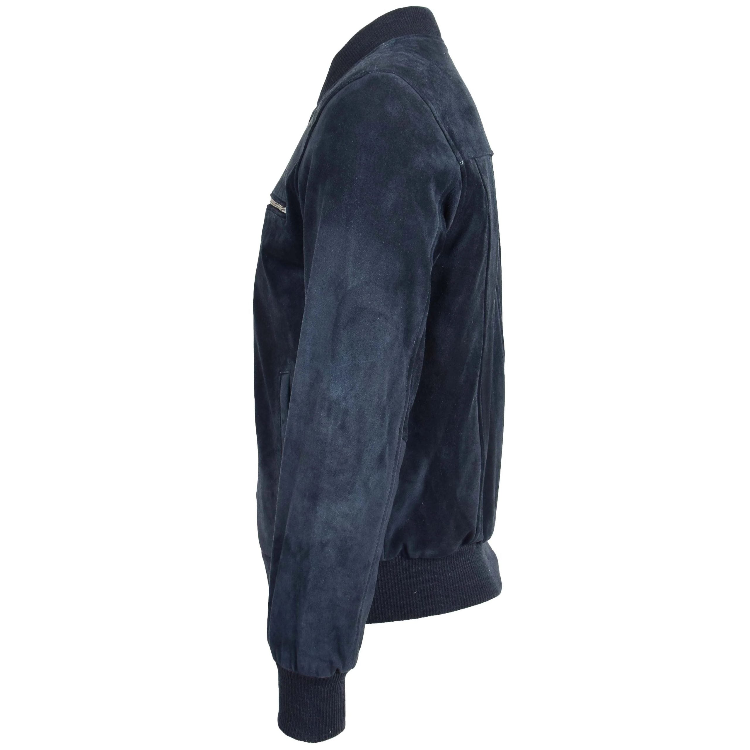 Mens Suede Bomber Varsity Jacket Reg Radiant Blue