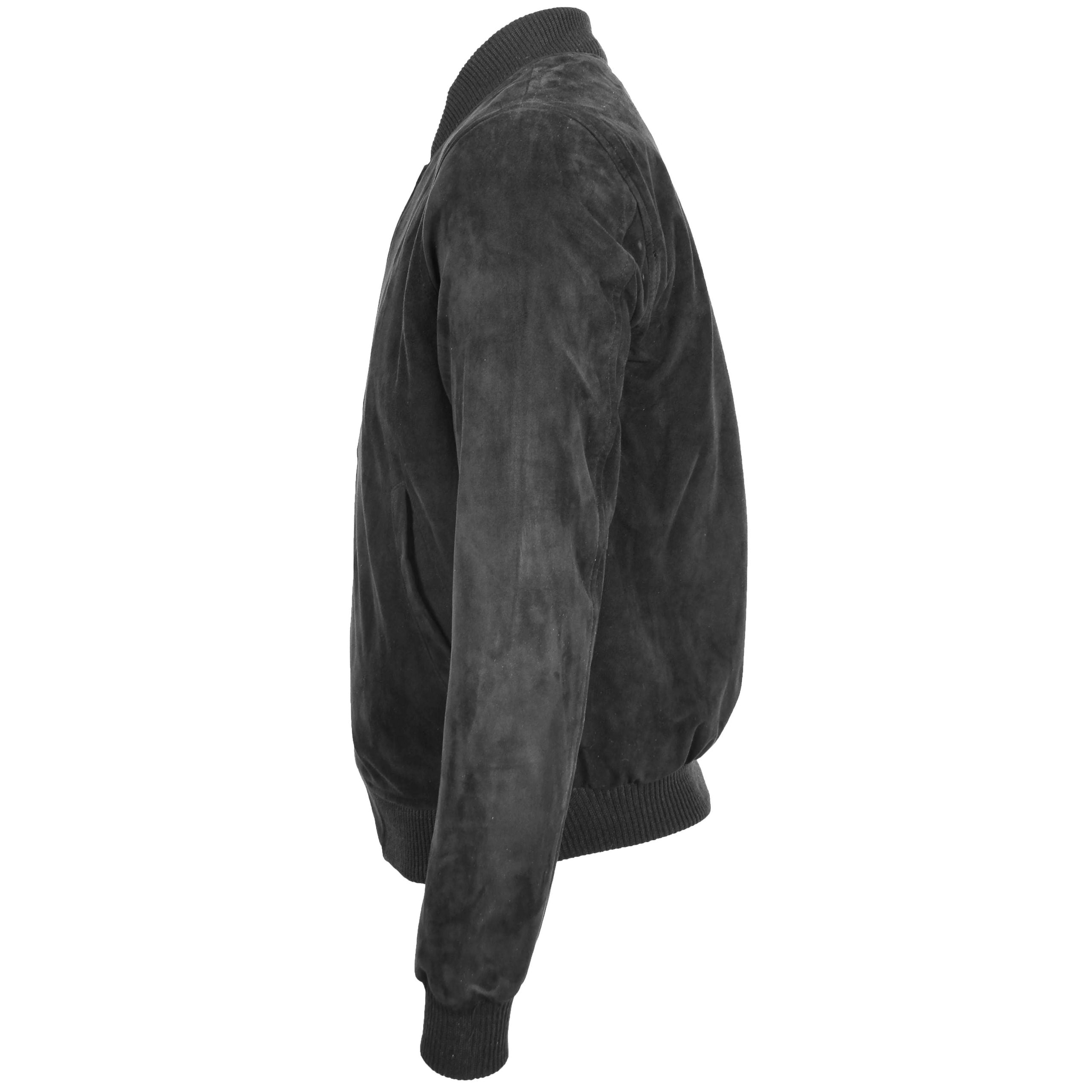 Mens Suede MA-1 Bomber Jacket Trevor Nova Black