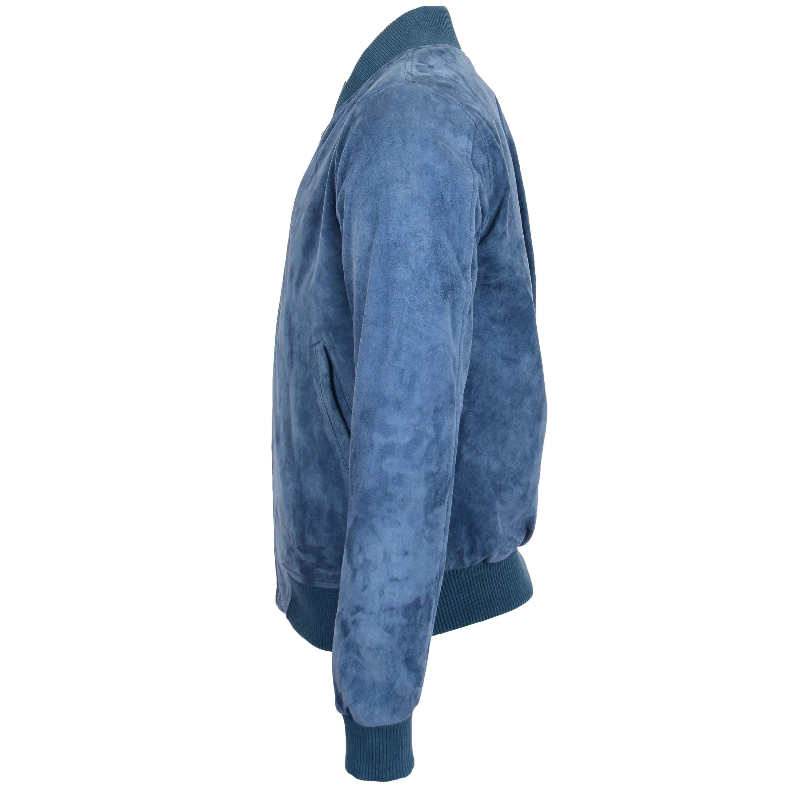 Mens Suede MA-1 Bomber Jacket Trevor Radiant Blue