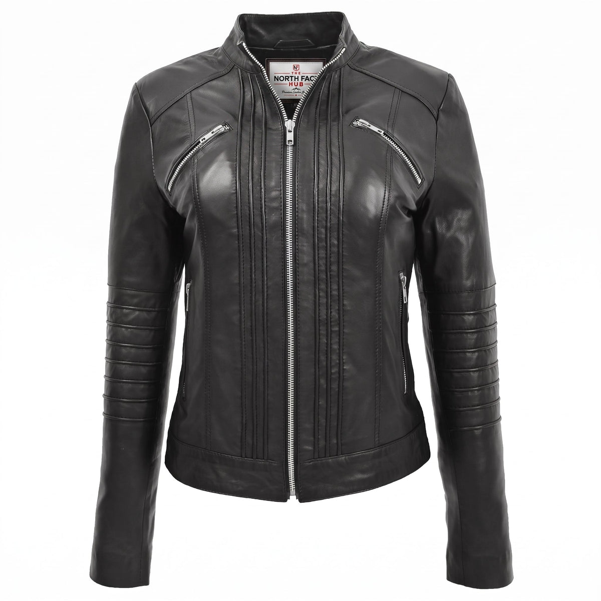 Womens Leather Classic Biker Style Jacket Nova Black