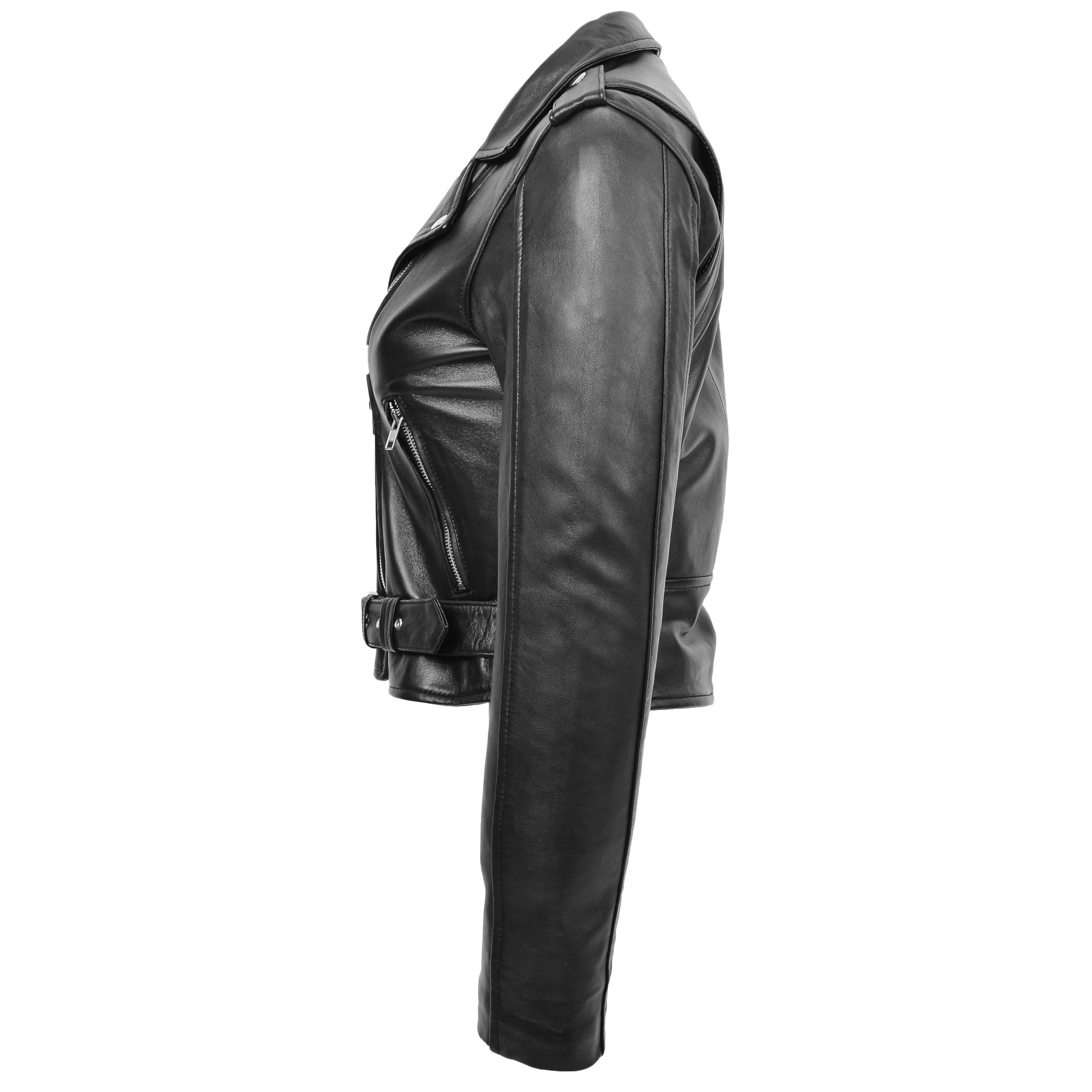 Womens Leather Biker Brando Jacket Kate Nova Black