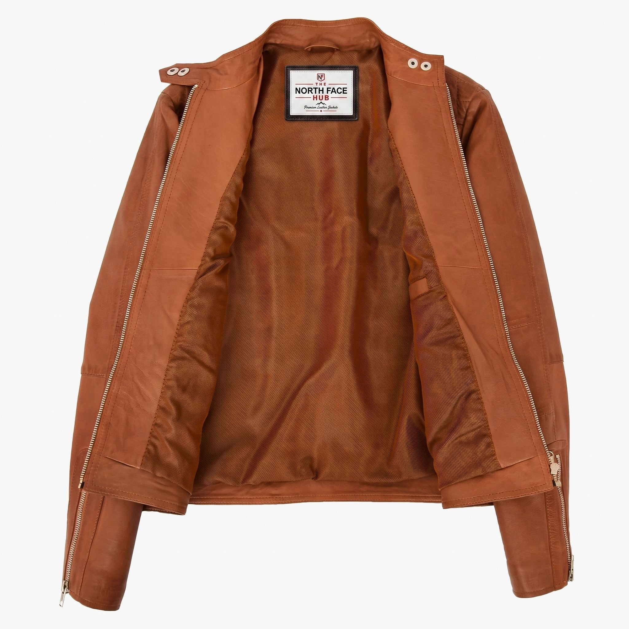 Womens Soft Leather Casual Zip Biker Jacket Ruby Dynamo Tan