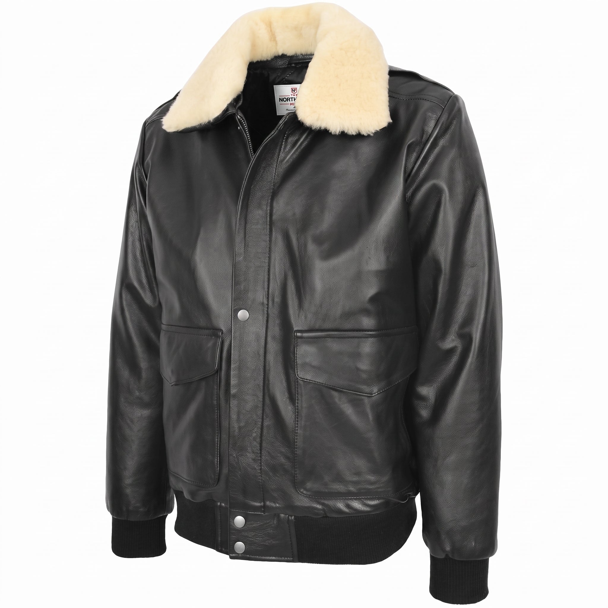 Mens Leather Bomber Jacket G-1 Aviator Style Jarrod Nova Black