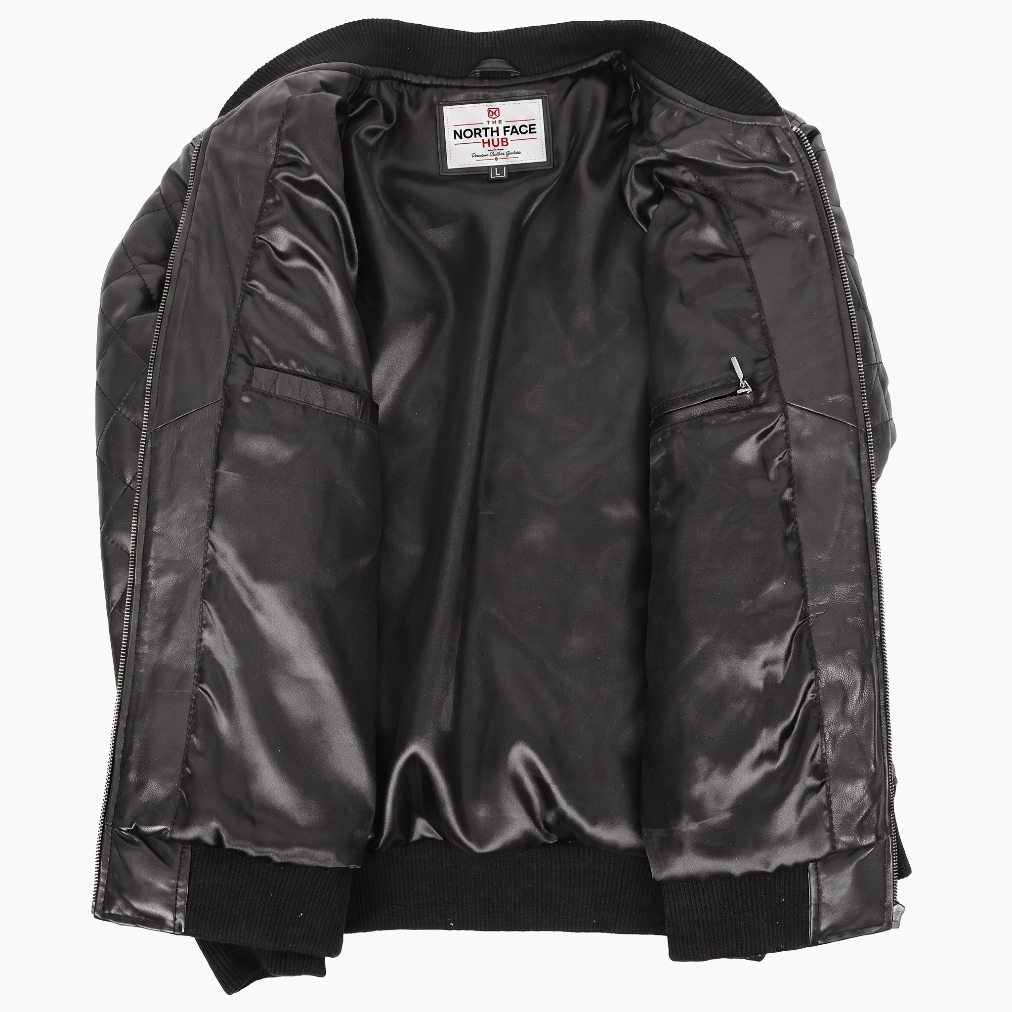 Mens Leather Quilted Bomber Jacket Warren Nova Black