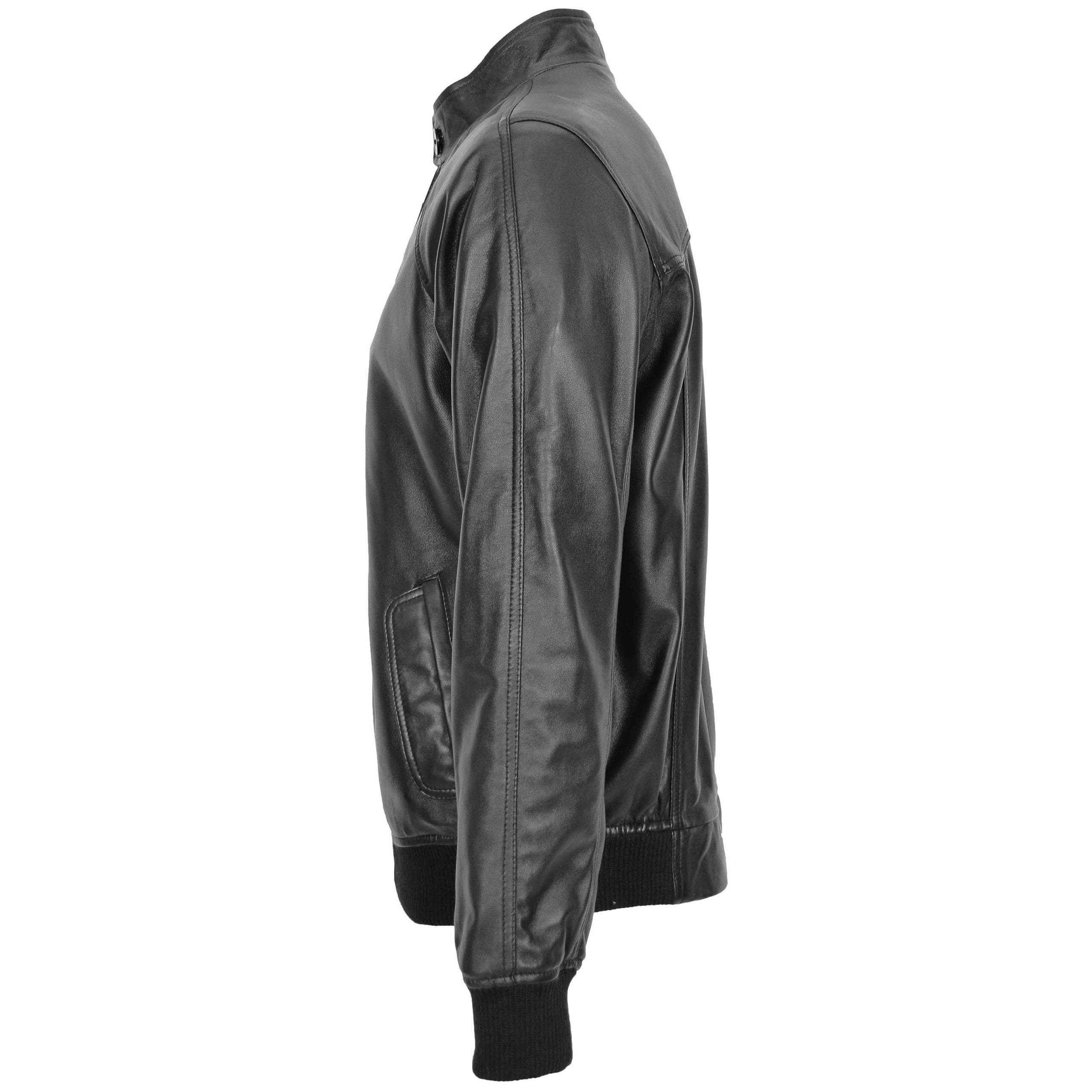 Mens Real Leather Bomber Jacket Raglan Shoulder Francis Nova Black