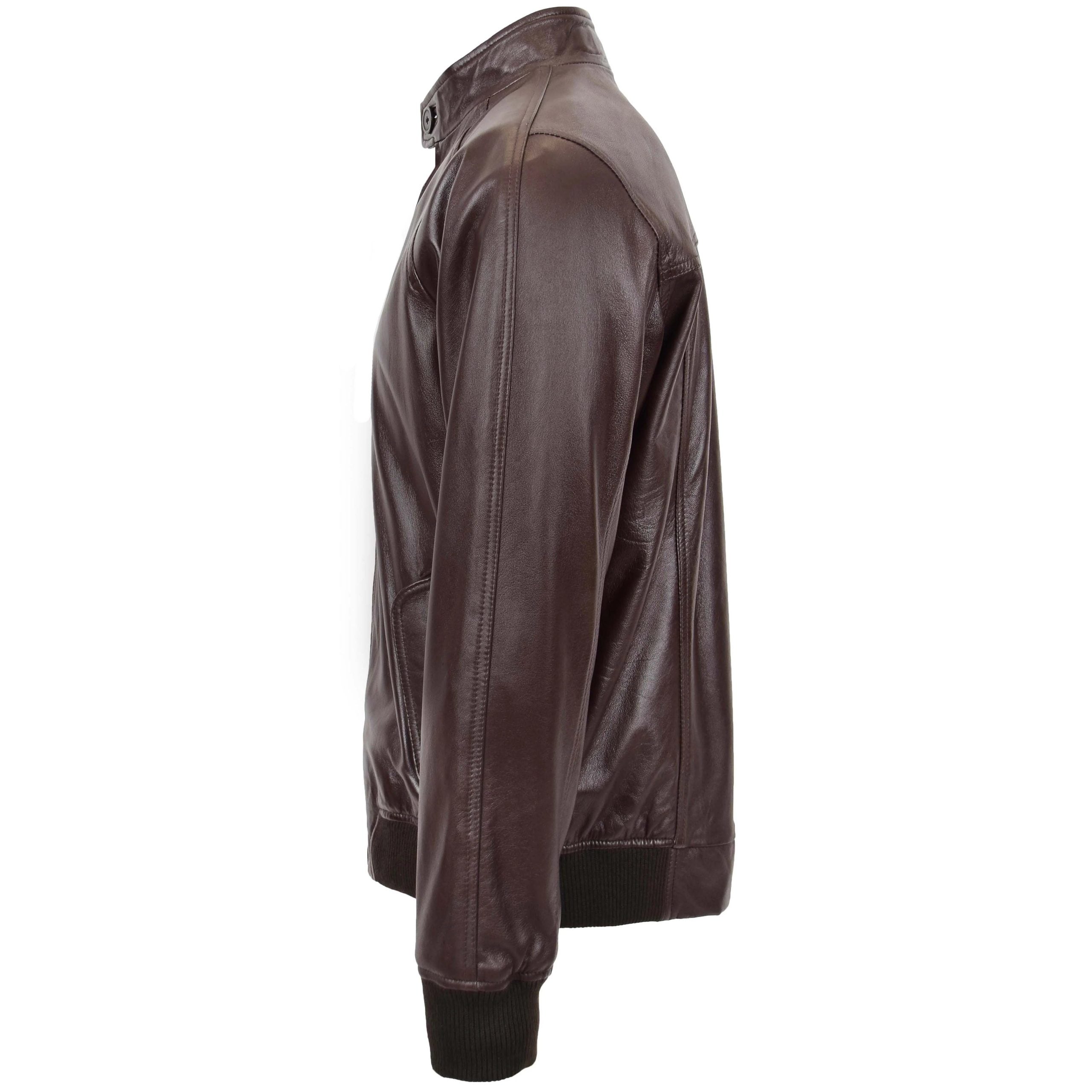Mens Real Leather Bomber Jacket Raglan Shoulder Francis Zenith Brown