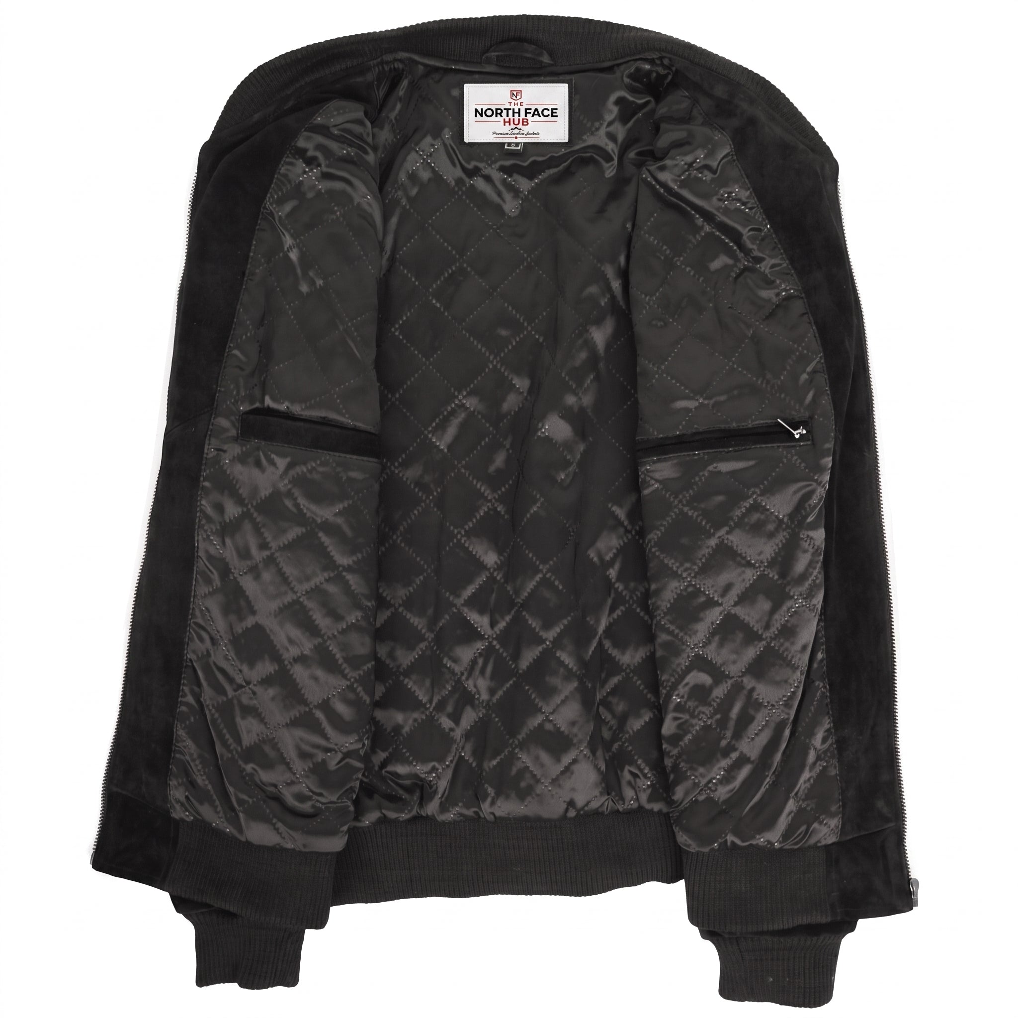 Mens Suede Bomber Varsity Jacket Reg Nova Black