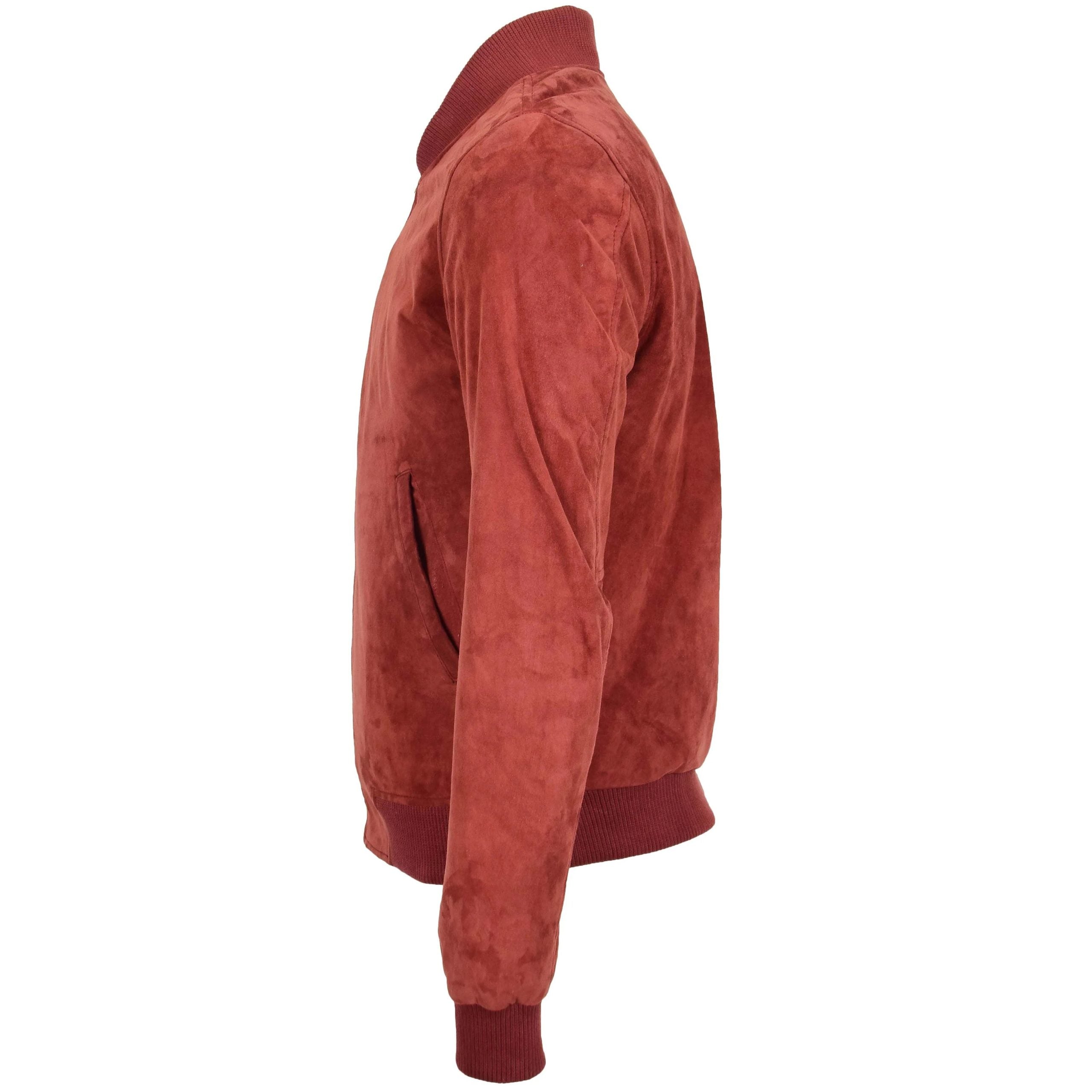 Mens Suede MA-1 Bomber Jacket Trevor Ignite Red