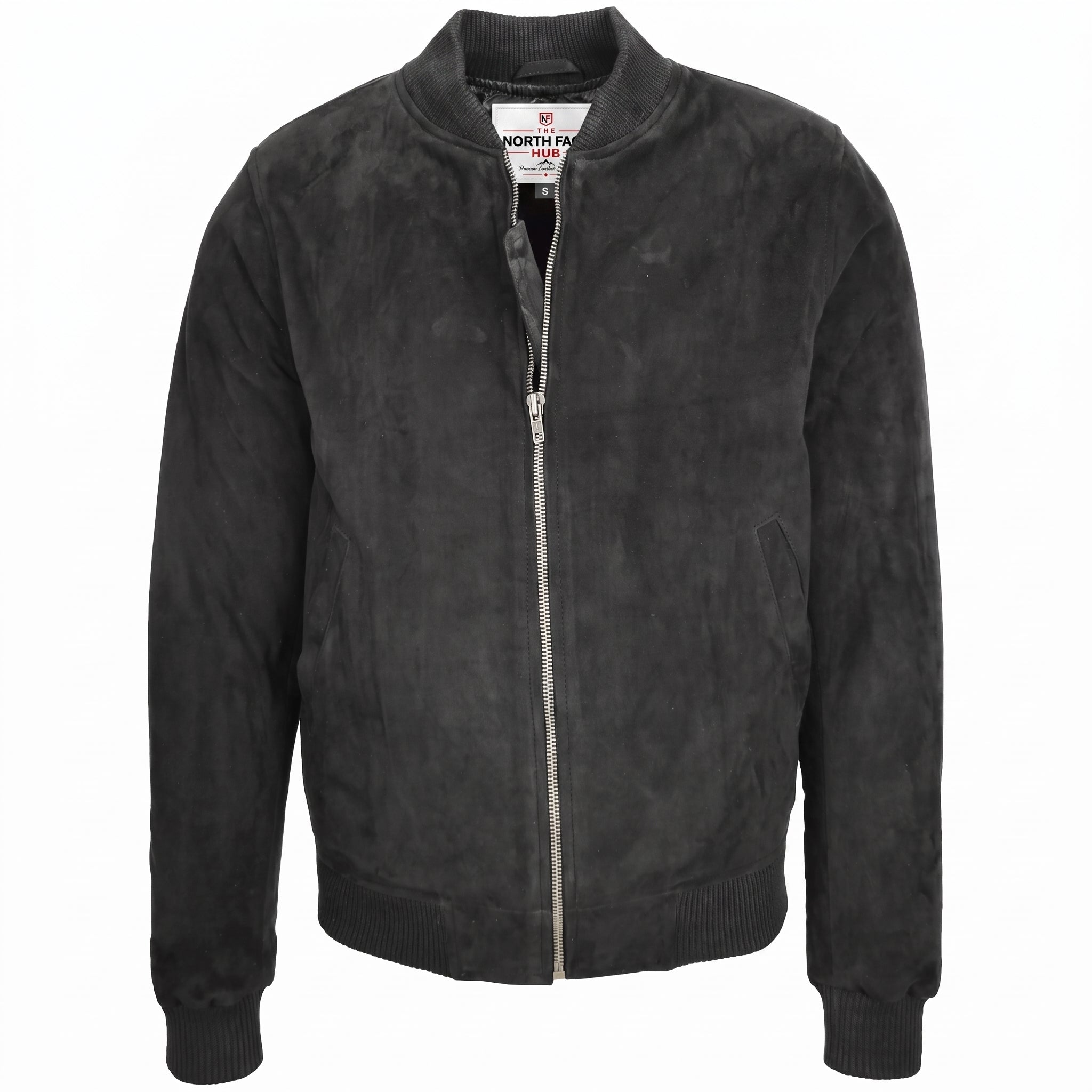 Mens Suede MA-1 Bomber Jacket Trevor Nova Black