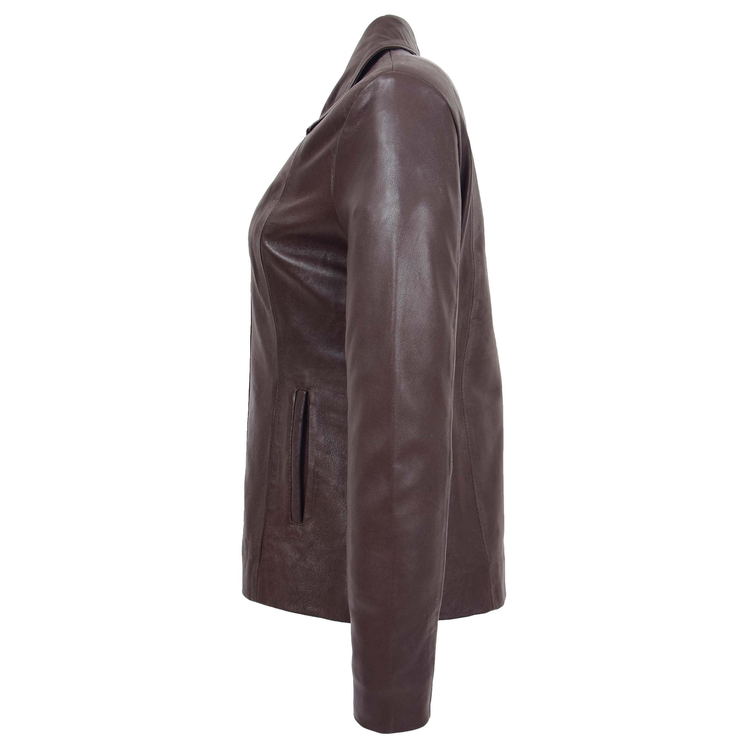 Womens Classic Zip Fastening Leather Jacket Julia Zenith Brown