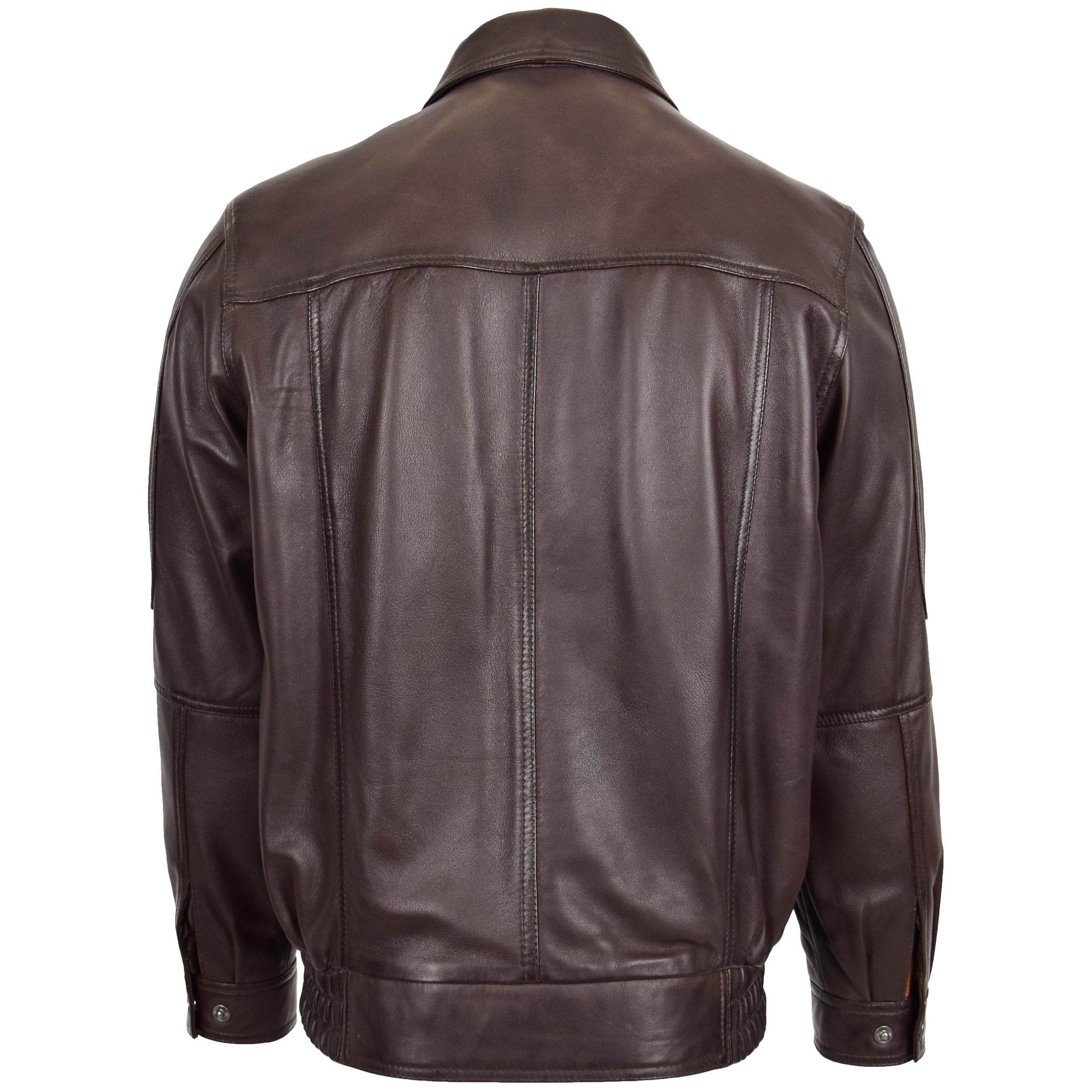 Mens Bomber Leather Jacket Classic Style Jim Zenith Brown Nappa