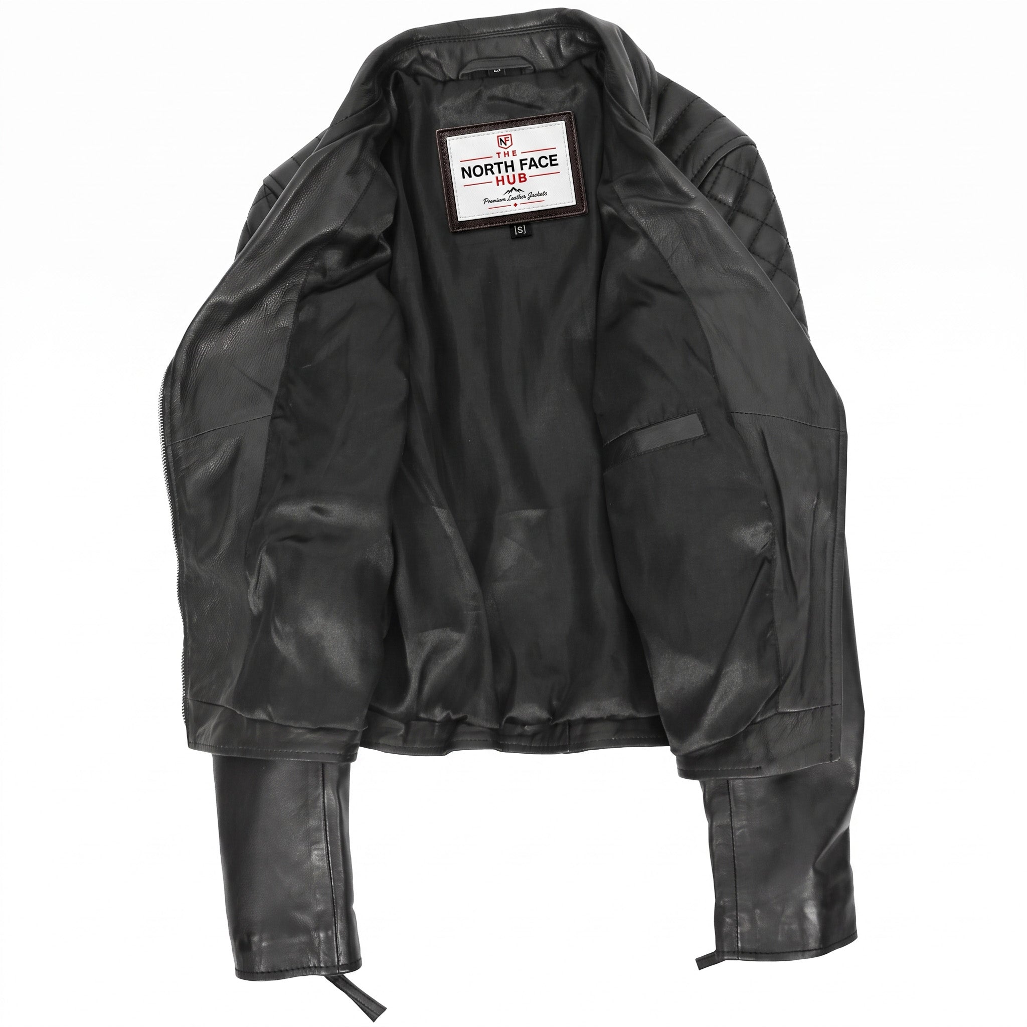 Womens Cross Zip Biker Leather Jacket Claudia Nova Black