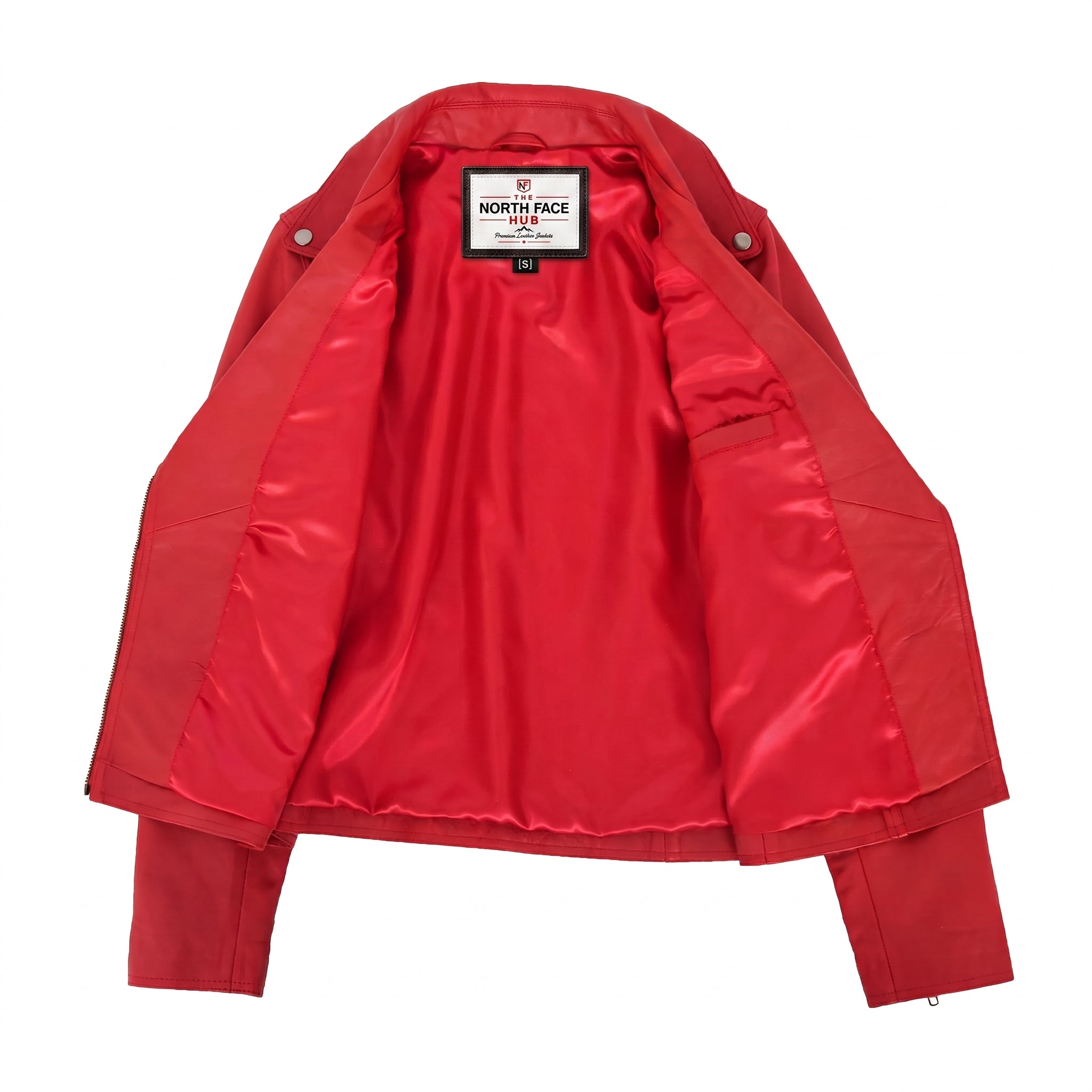 Womens Soft Leather Cross Zip Biker Jacket Lola Ignite Red