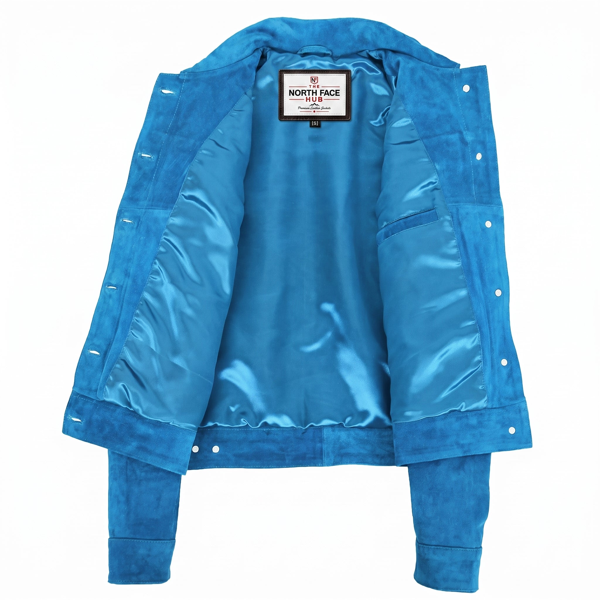 Womens Soft Suede Trucker Style Jacket Alma Teal Radiant Blue