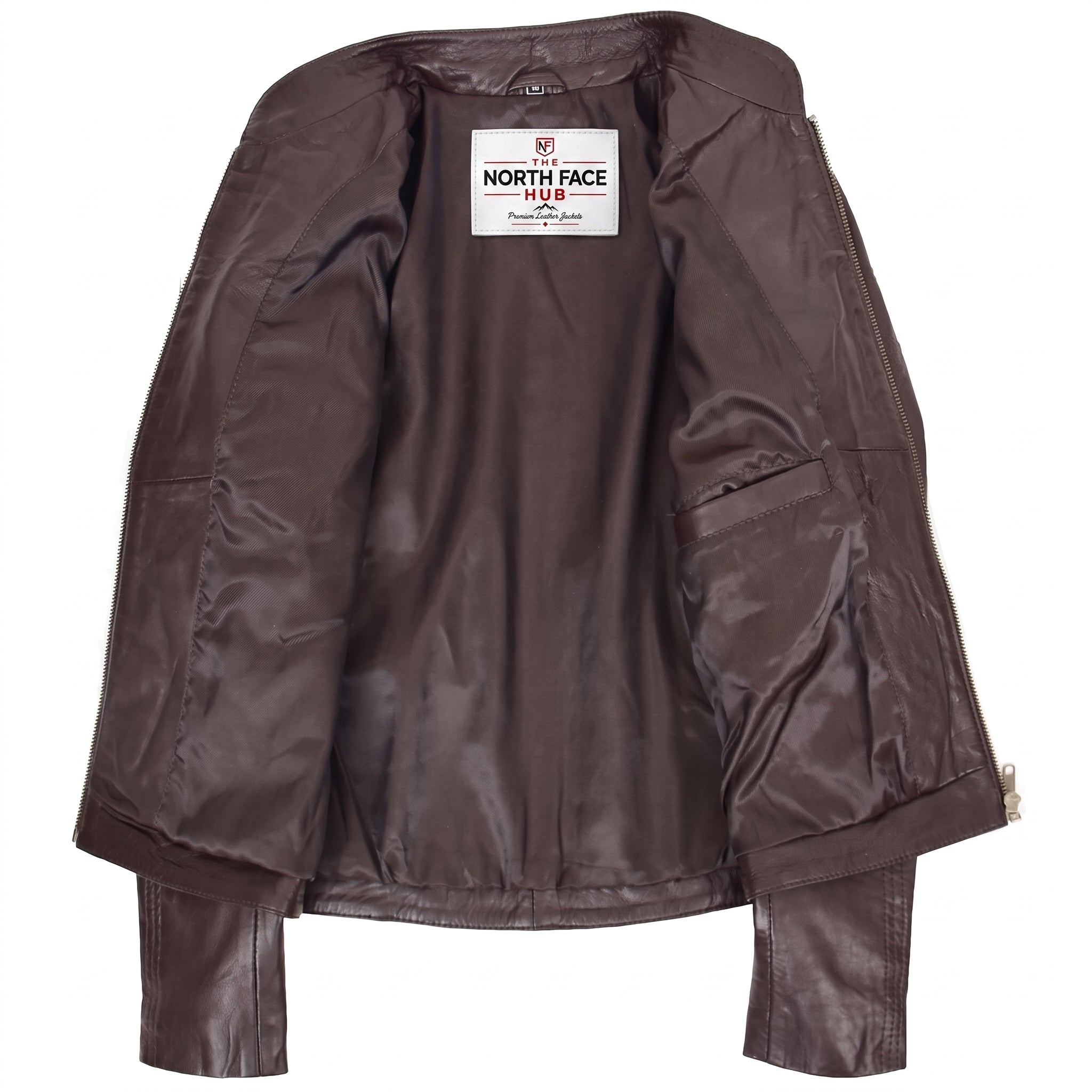 Womens Leather Standing Collar Jacket Becky Zenith Brown