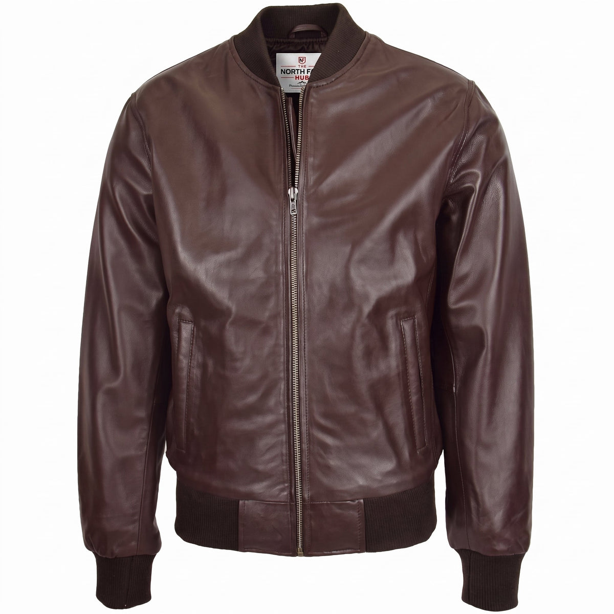 Mens Leather MA-1 Bomber Jacket Ryan Zenith Brown