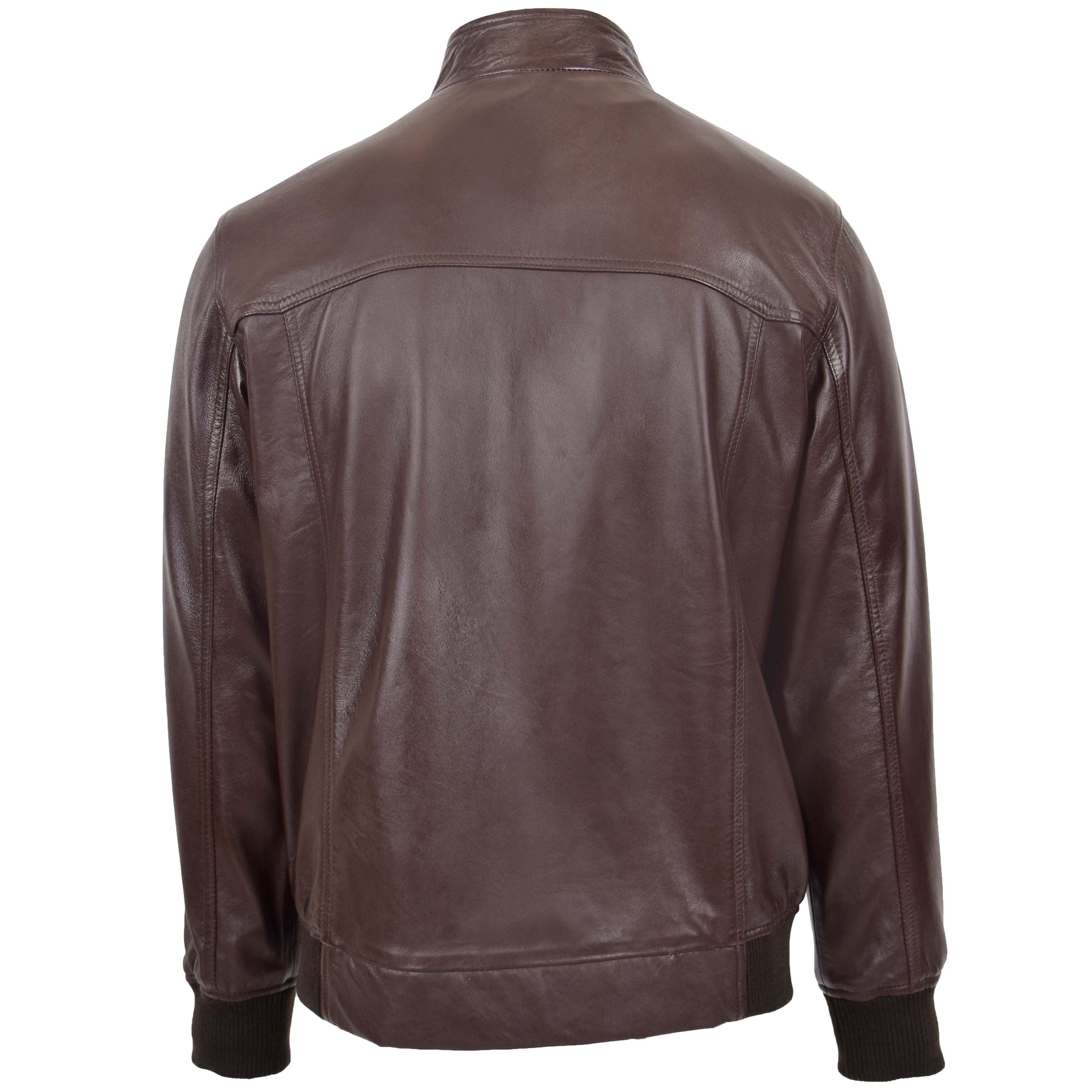 Mens Real Leather Bomber Jacket Raglan Shoulder Francis Zenith Brown