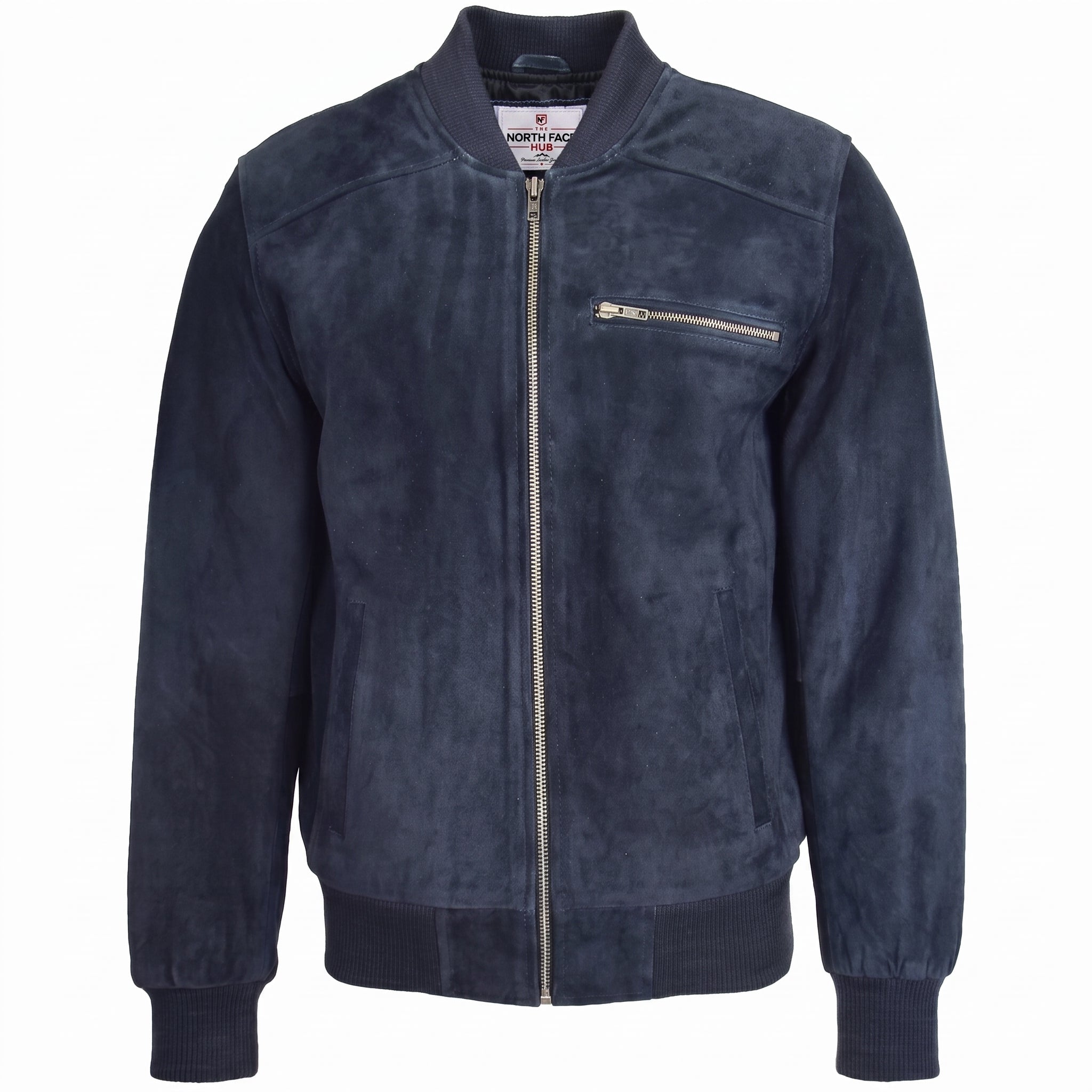 Mens Suede Bomber Varsity Jacket Reg Radiant Blue