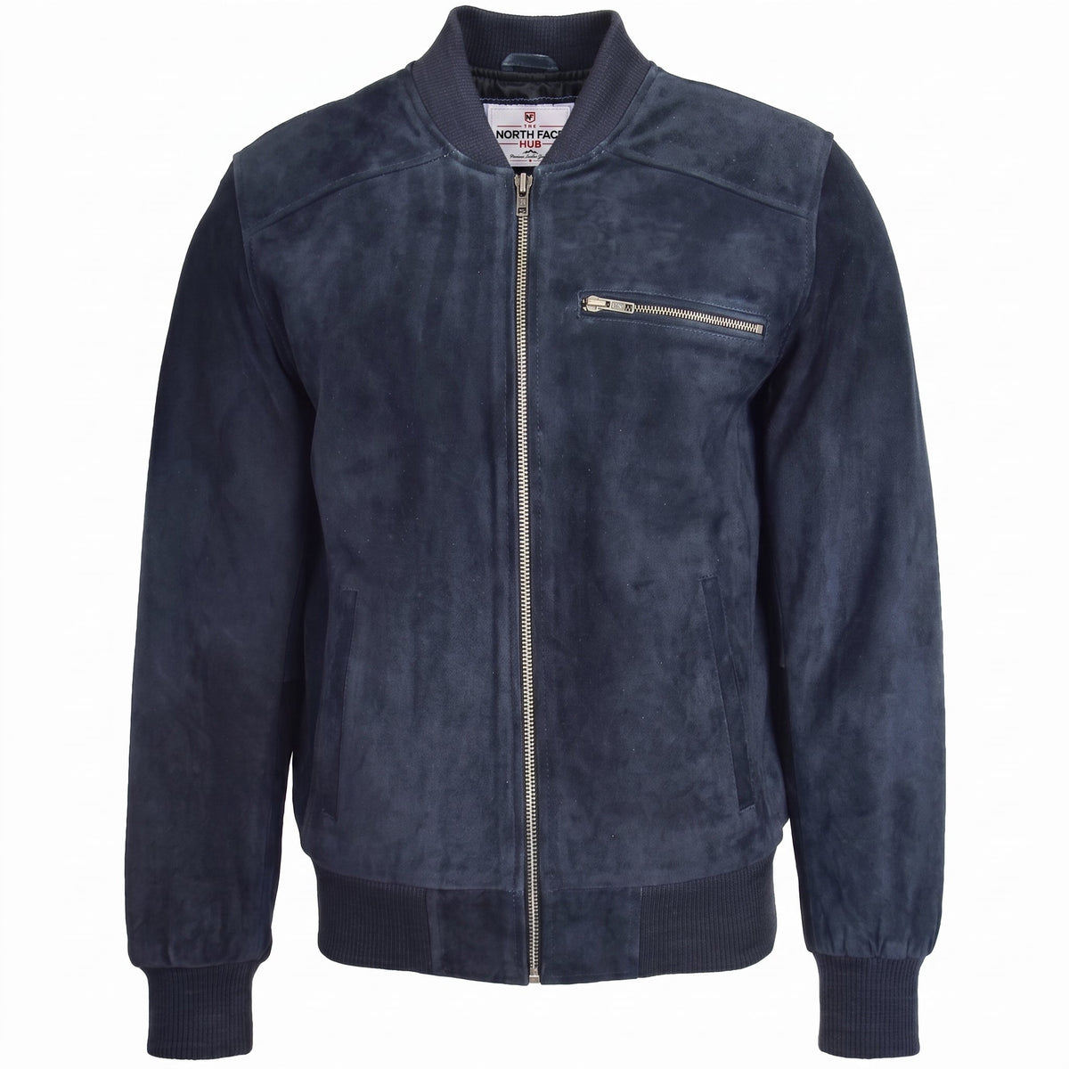 Mens Suede Bomber Varsity Jacket Reg Radiant Blue