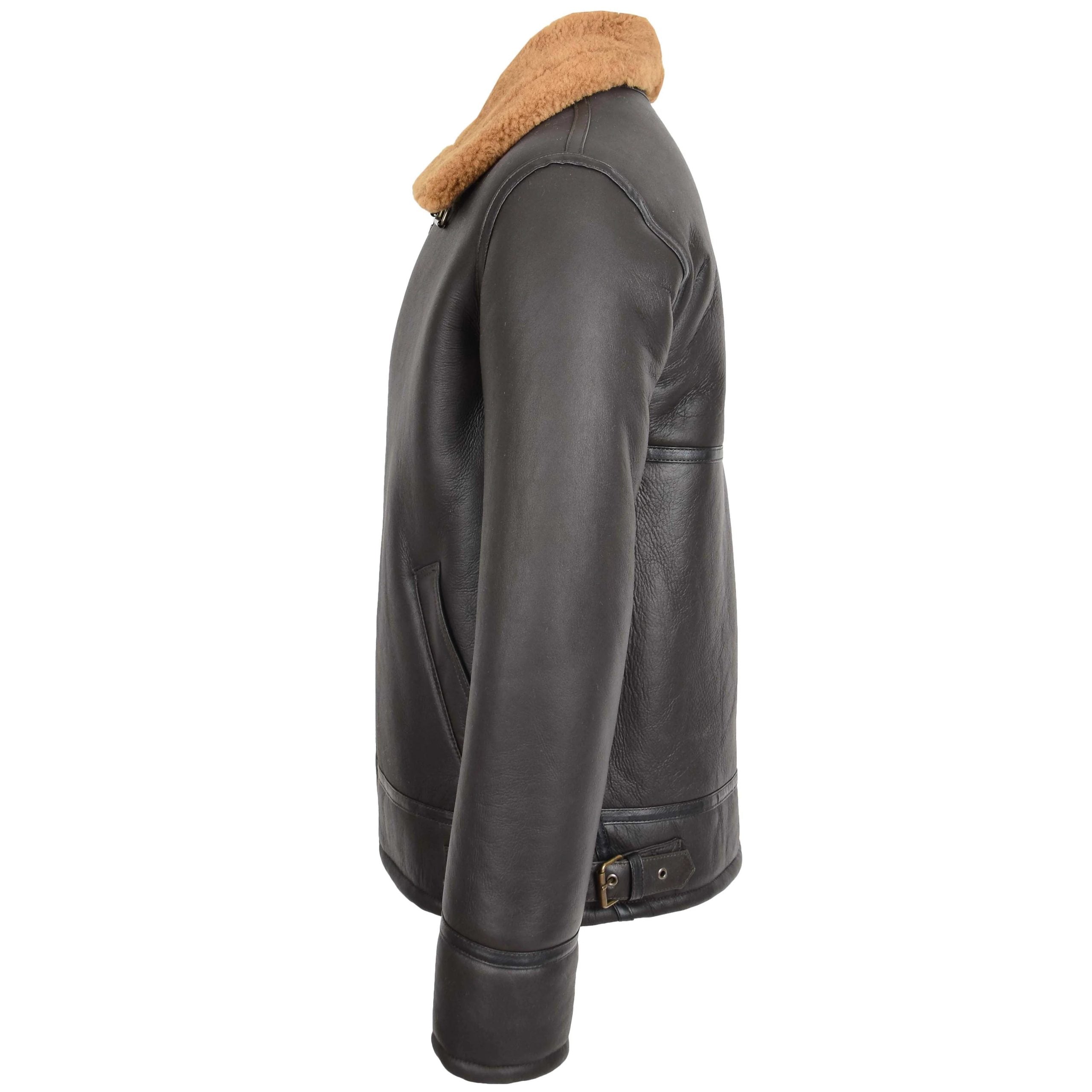 Mens Top Gun Style Sheepskin Jacket Oscar Zenith Brown Ginger