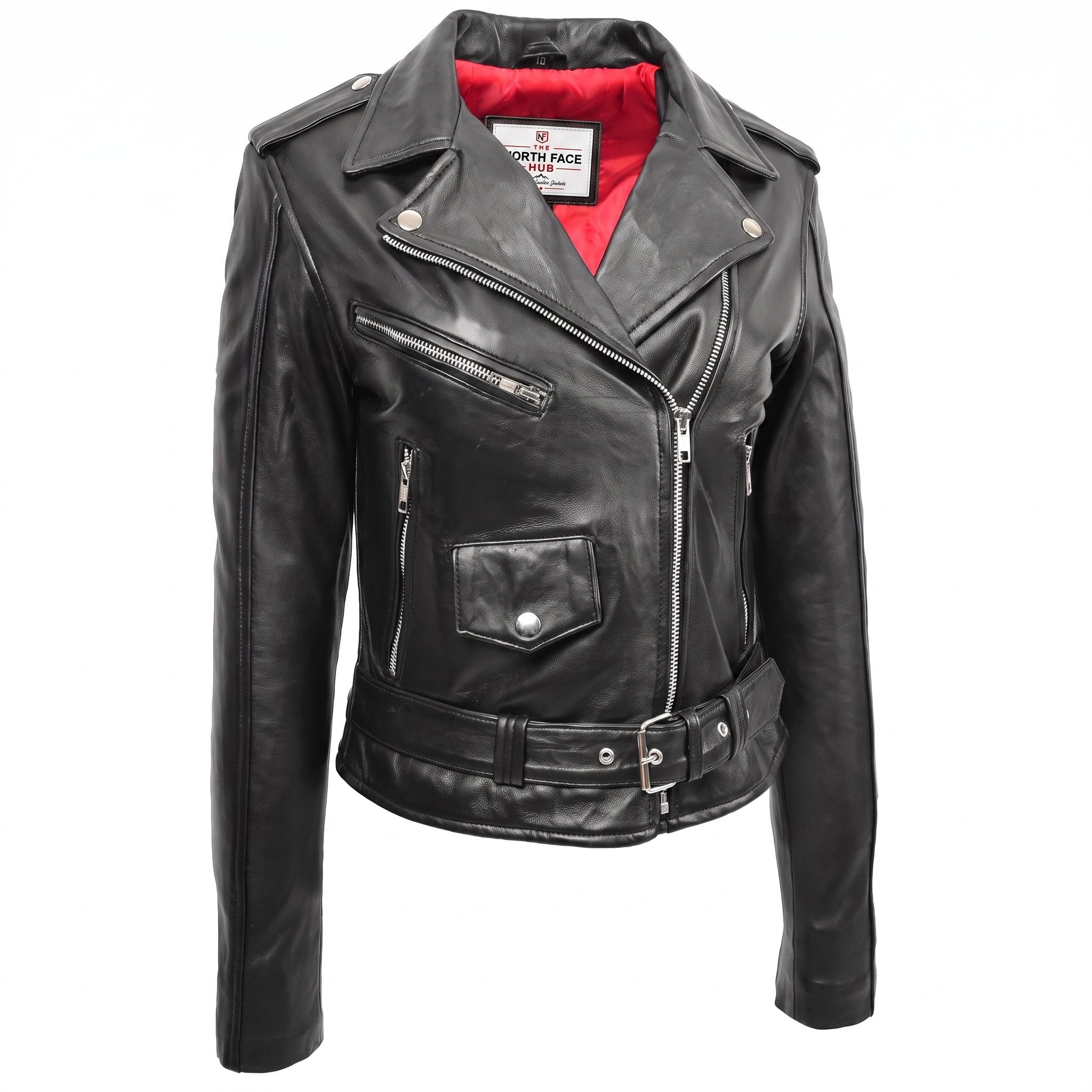 Womens Leather Biker Brando Jacket Kate Nova Black