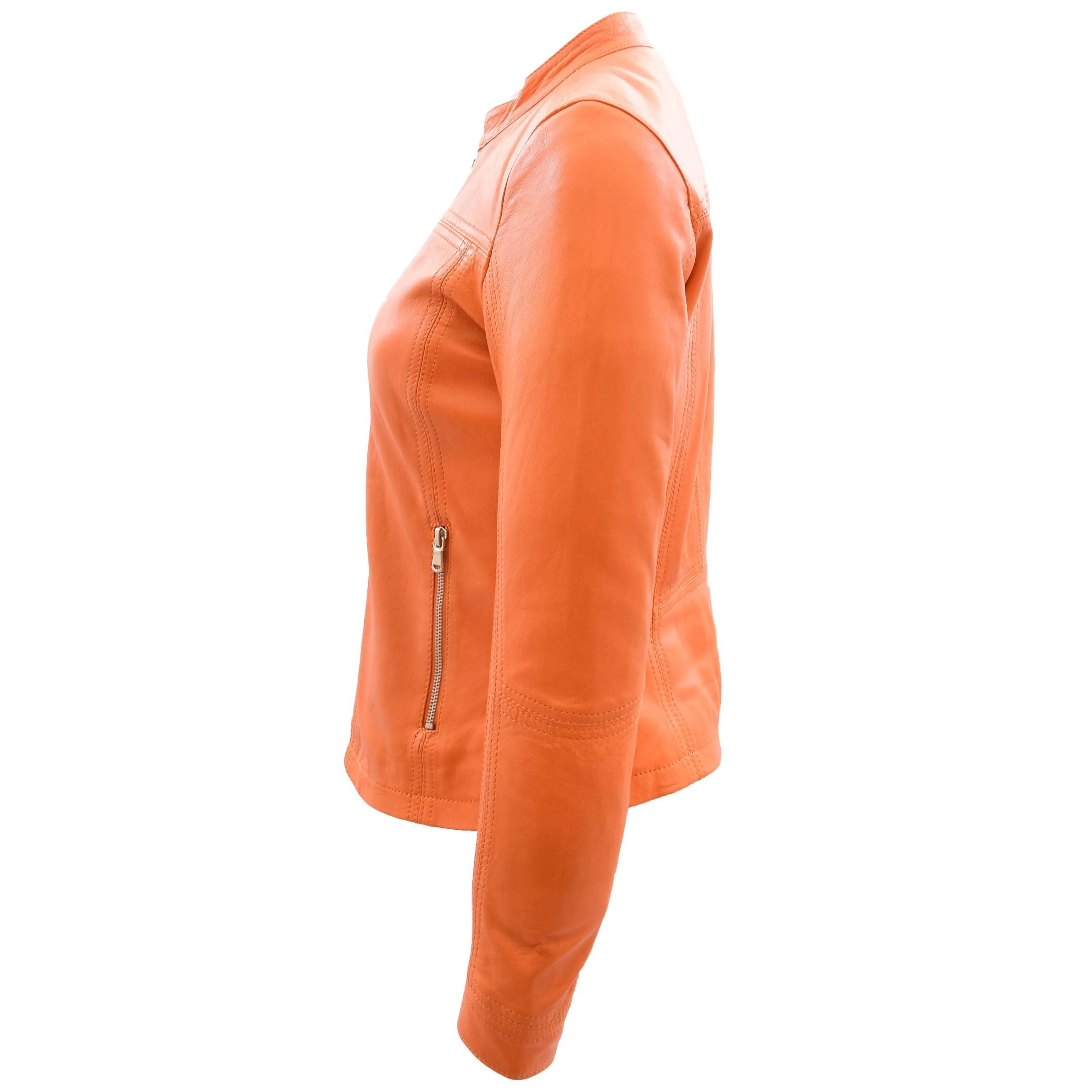Womens Leather Classic Biker Style Tayla Jacket Blissful Orange