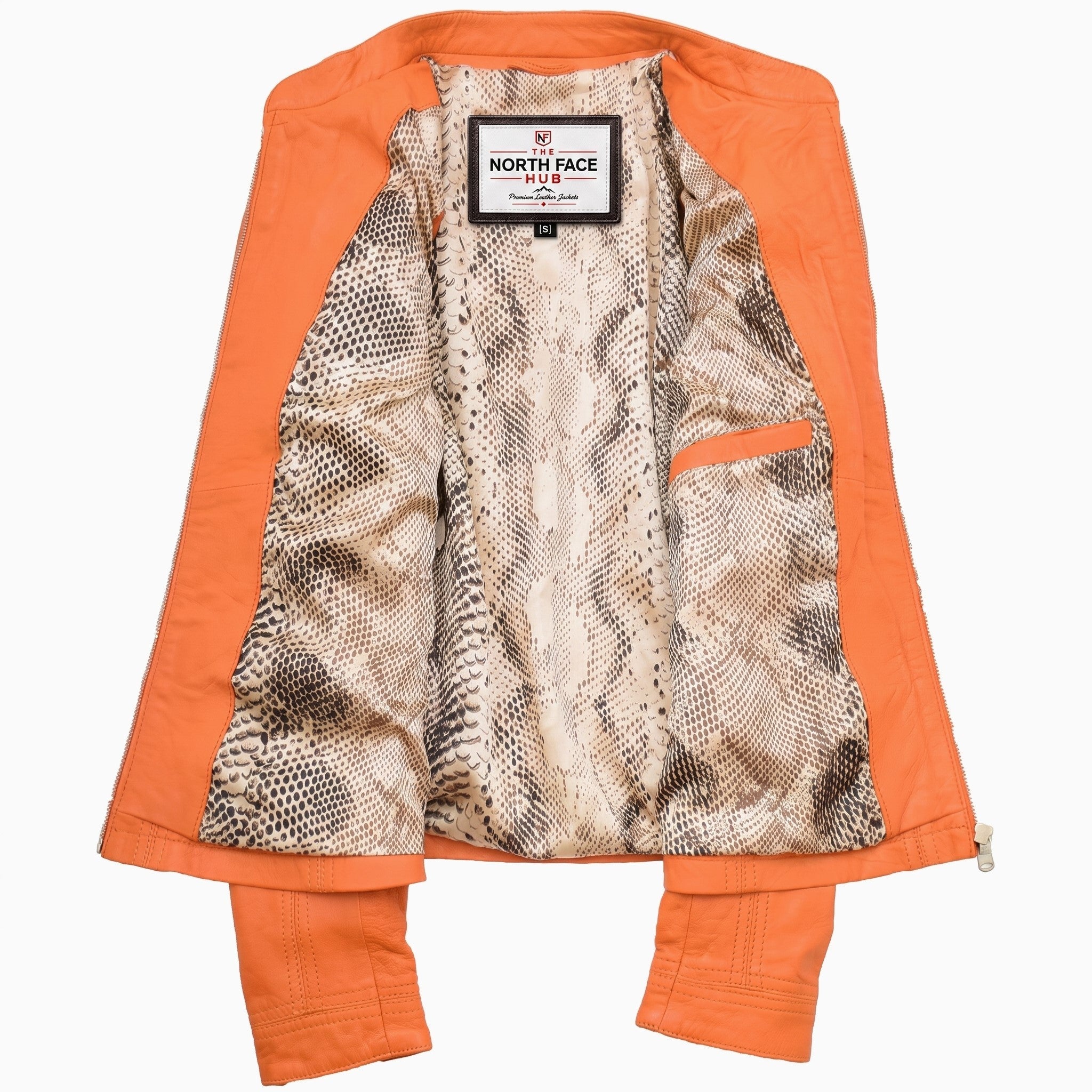 Womens Leather Classic Biker Style Tayla Jacket Blissful Orange