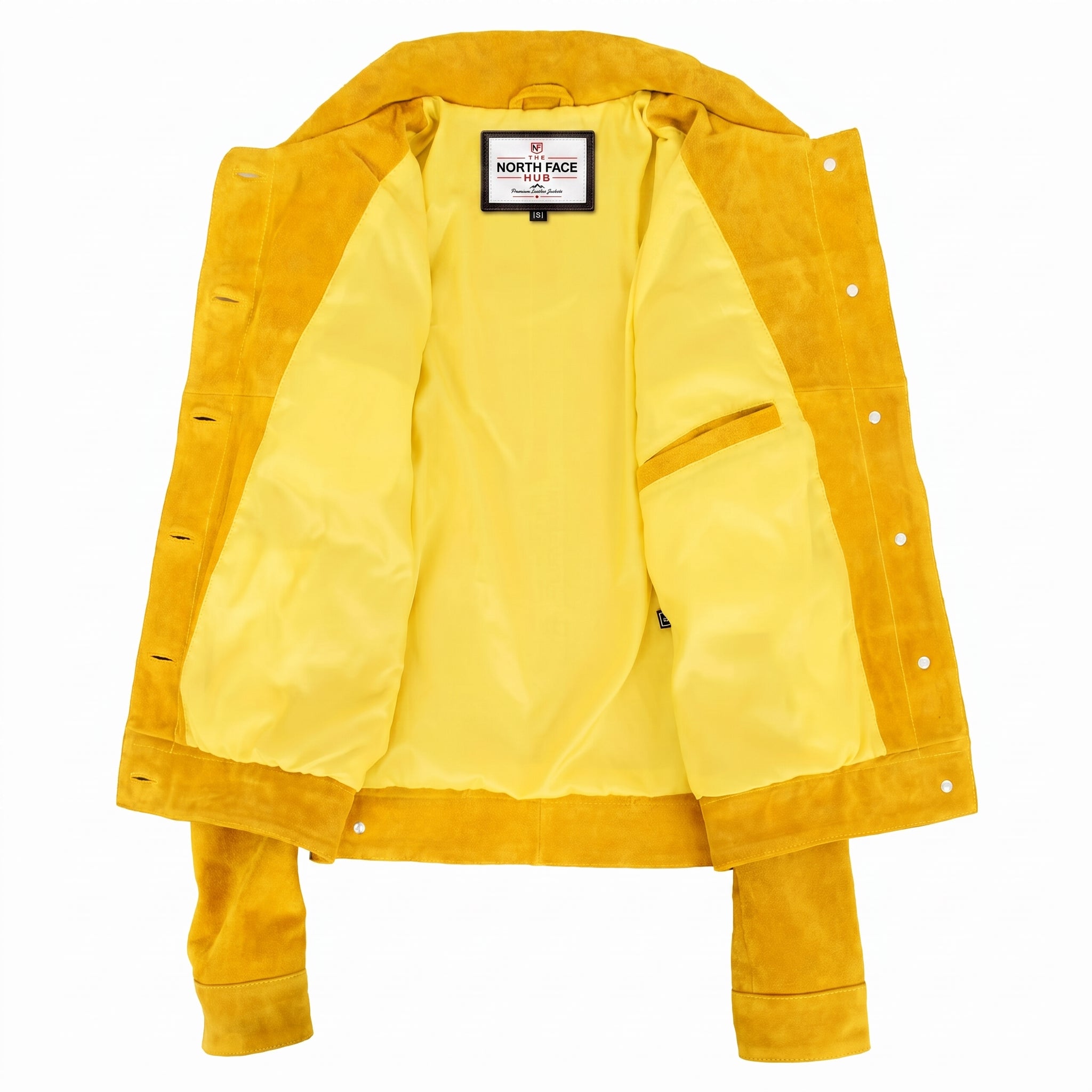 Womens Soft Suede Trucker Style Jacket Alma Vivid Yellow