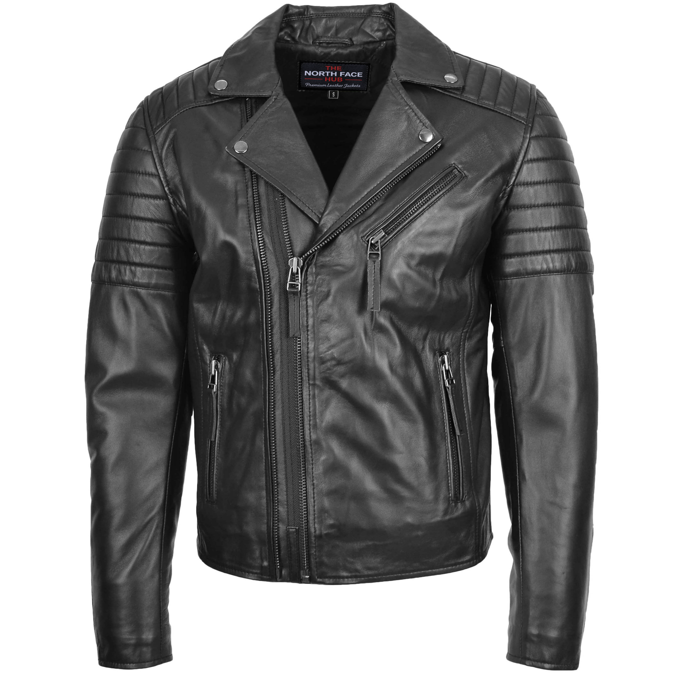 Mens Biker Leather Jacket Dual Zip Hook Paradox Rub Off