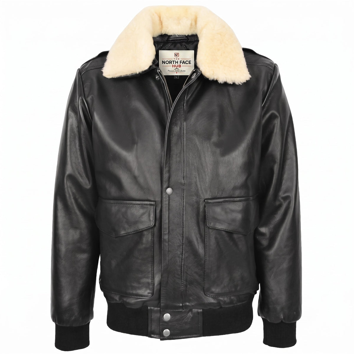 Mens Leather Bomber Jacket G-1 Aviator Style Jarrod Nova Black