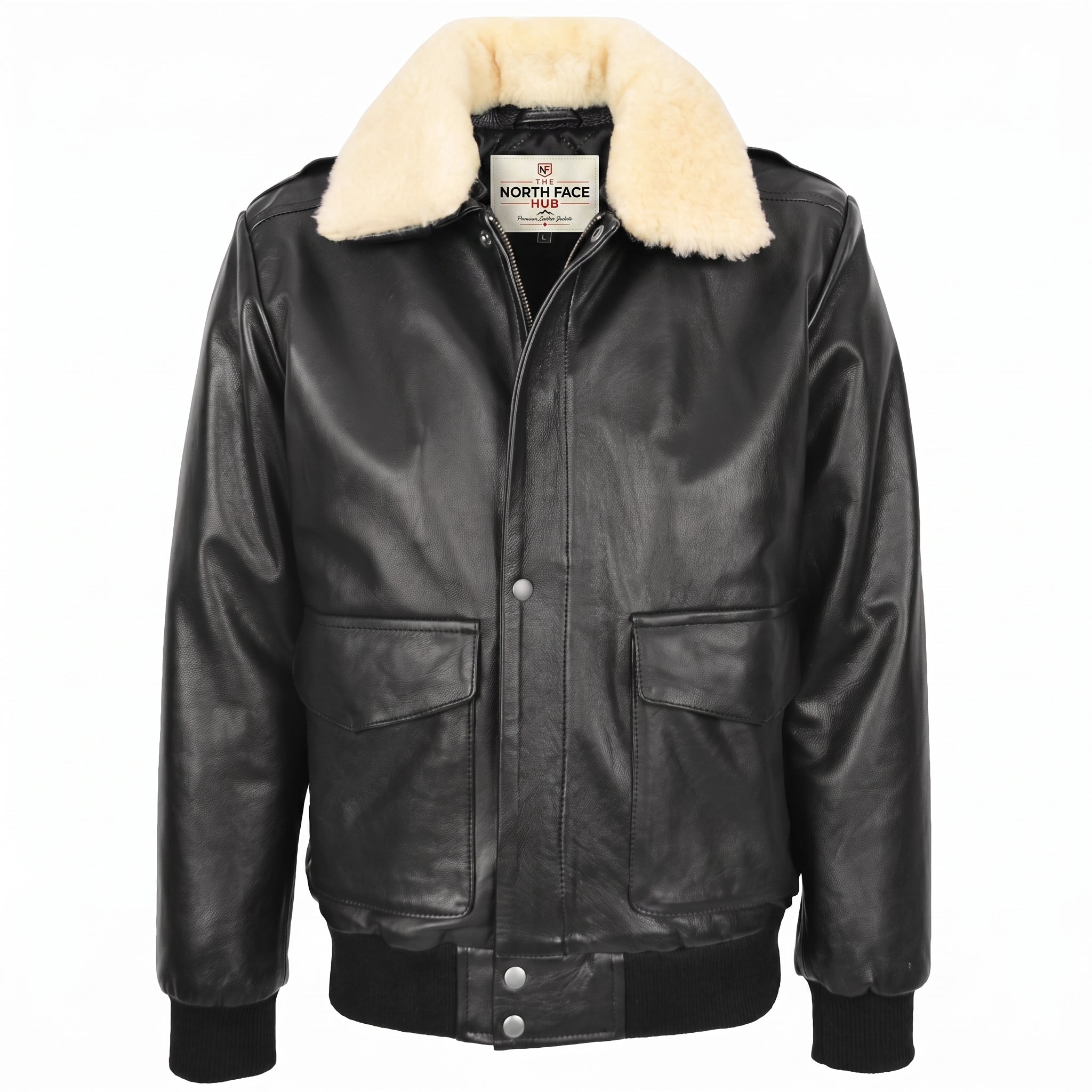 Mens Leather Bomber Jacket G-1 Aviator Style Jarrod Nova Black