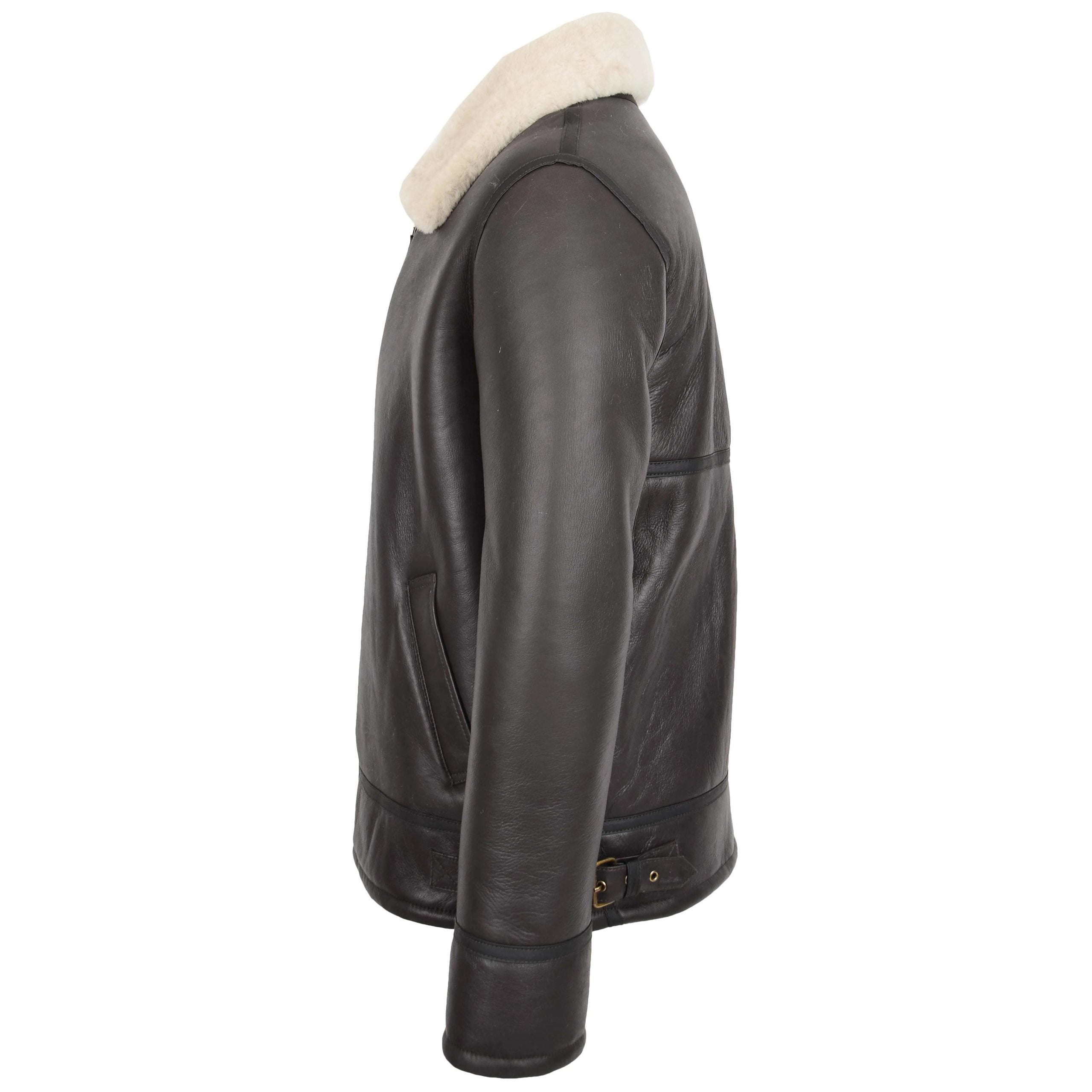 Mens Top Gun Style Sheepskin Jacket Oscar Zenith Brown White