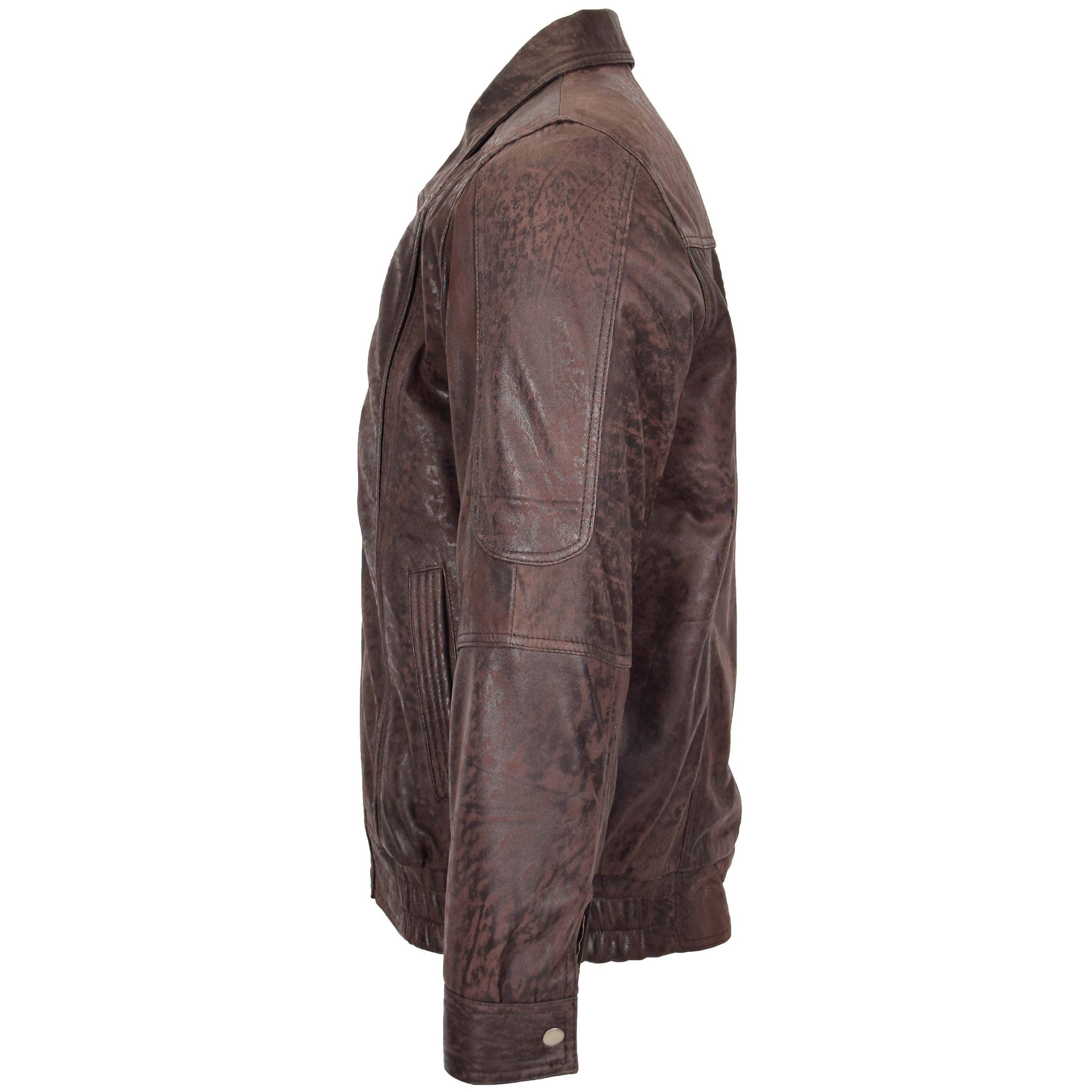 Mens Bomber Leather Jacket Classic Style Jim Zenith Brown Nubuck