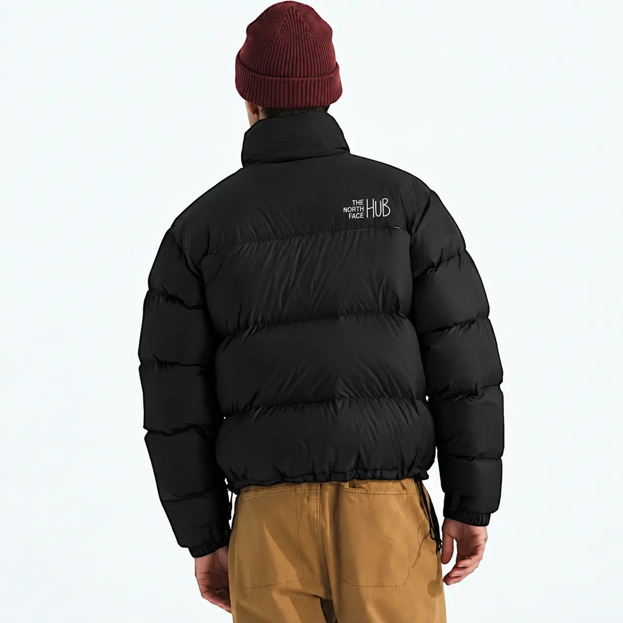 The North Face Hub Black Mens Puffer Jacket – Mens Insulated Winter Jacket / Nuptse Black Puffer Jacket 1996 Retro Coat