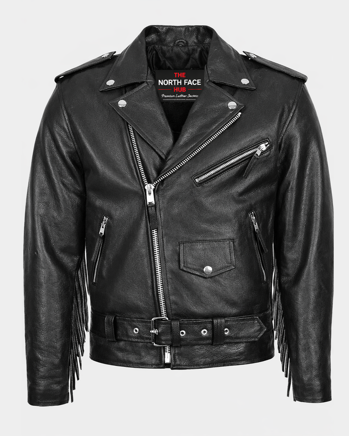 Mens Heavy Duty Leather Biker Brando Jacket Nova Black