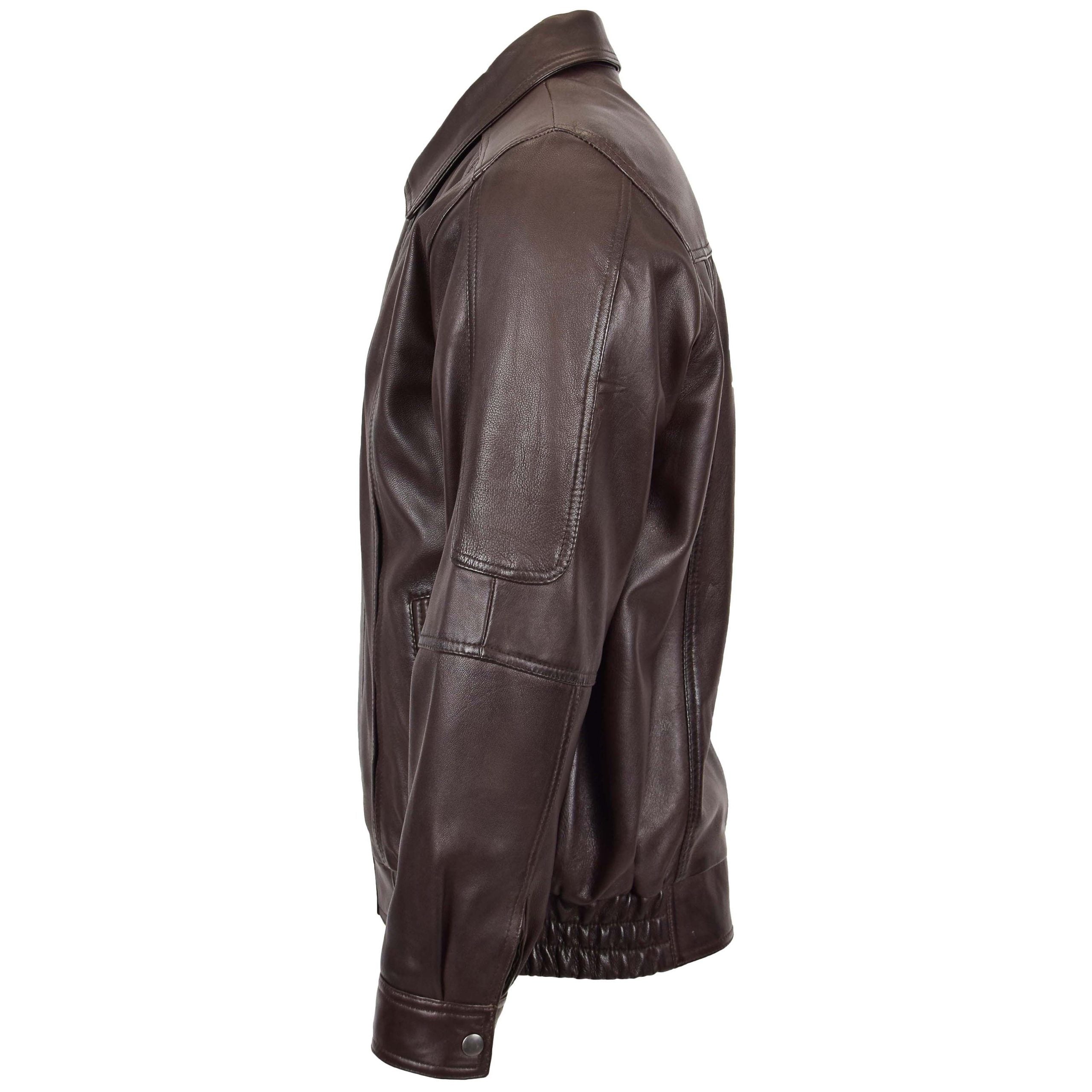 Mens Bomber Leather Jacket Classic Style Jim Zenith Brown Nappa