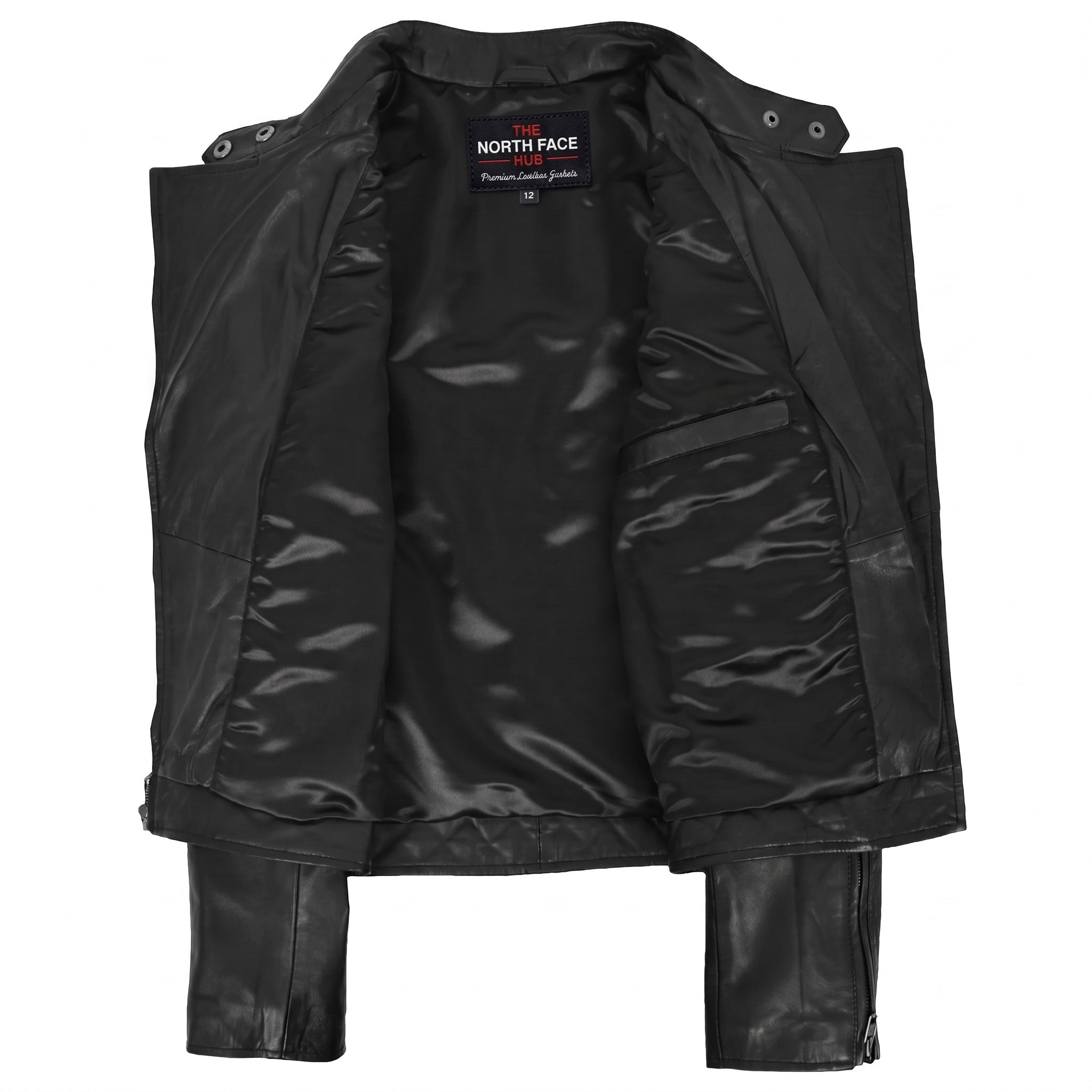Womens Leather Stand-Up Collar Biker Jacket Laura Nova Black
