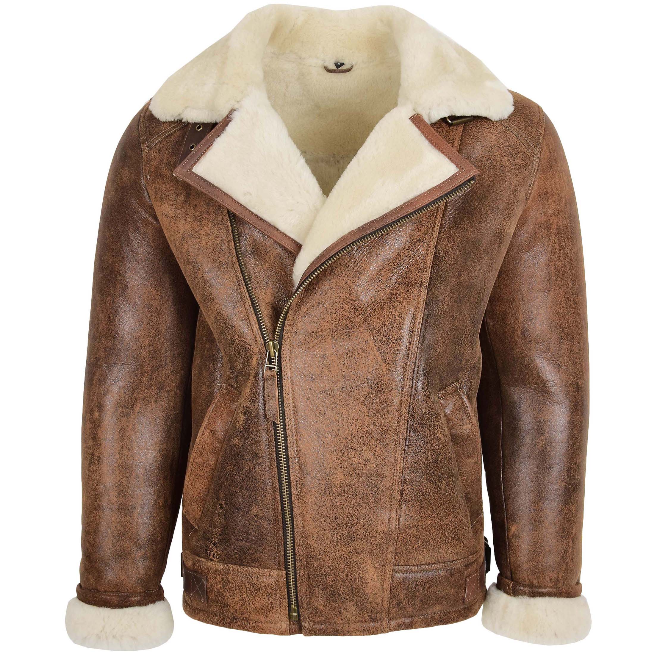 Mens Aviator Sheepskin Pilot Jacket Zenith Vintage Brown