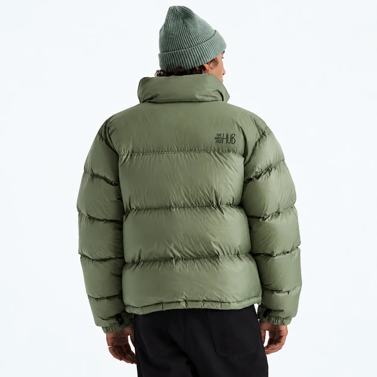 The North Face Hub Bark Mist Mens Puffer Jacket – Mens Insulated Winter Jacket / Nuptse Puffer Jacket 1996 Retro Coat