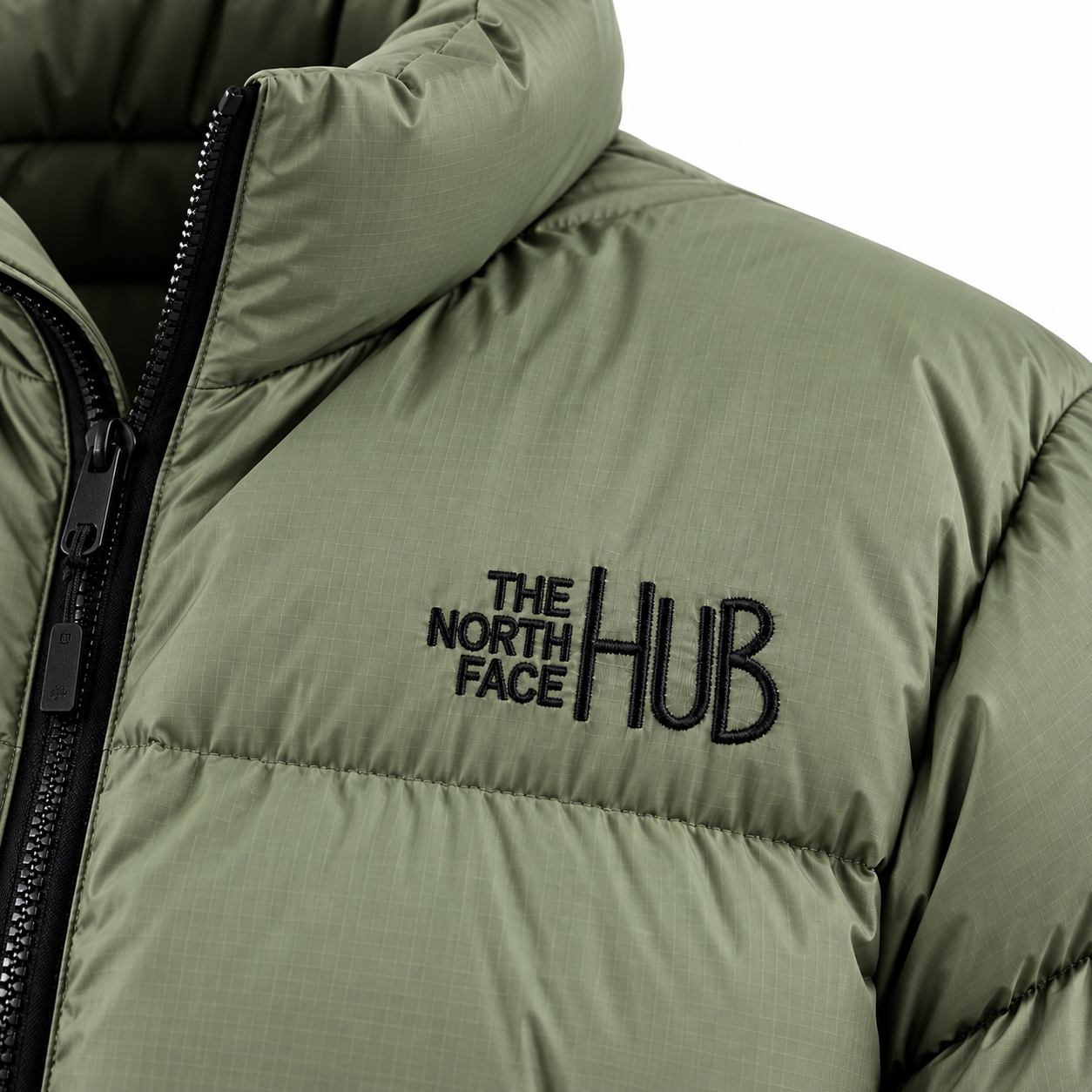 The North Face Hub Bark Mist Mens Puffer Jacket – Mens Insulated Winter Jacket / Nuptse Puffer Jacket 1996 Retro Coat
